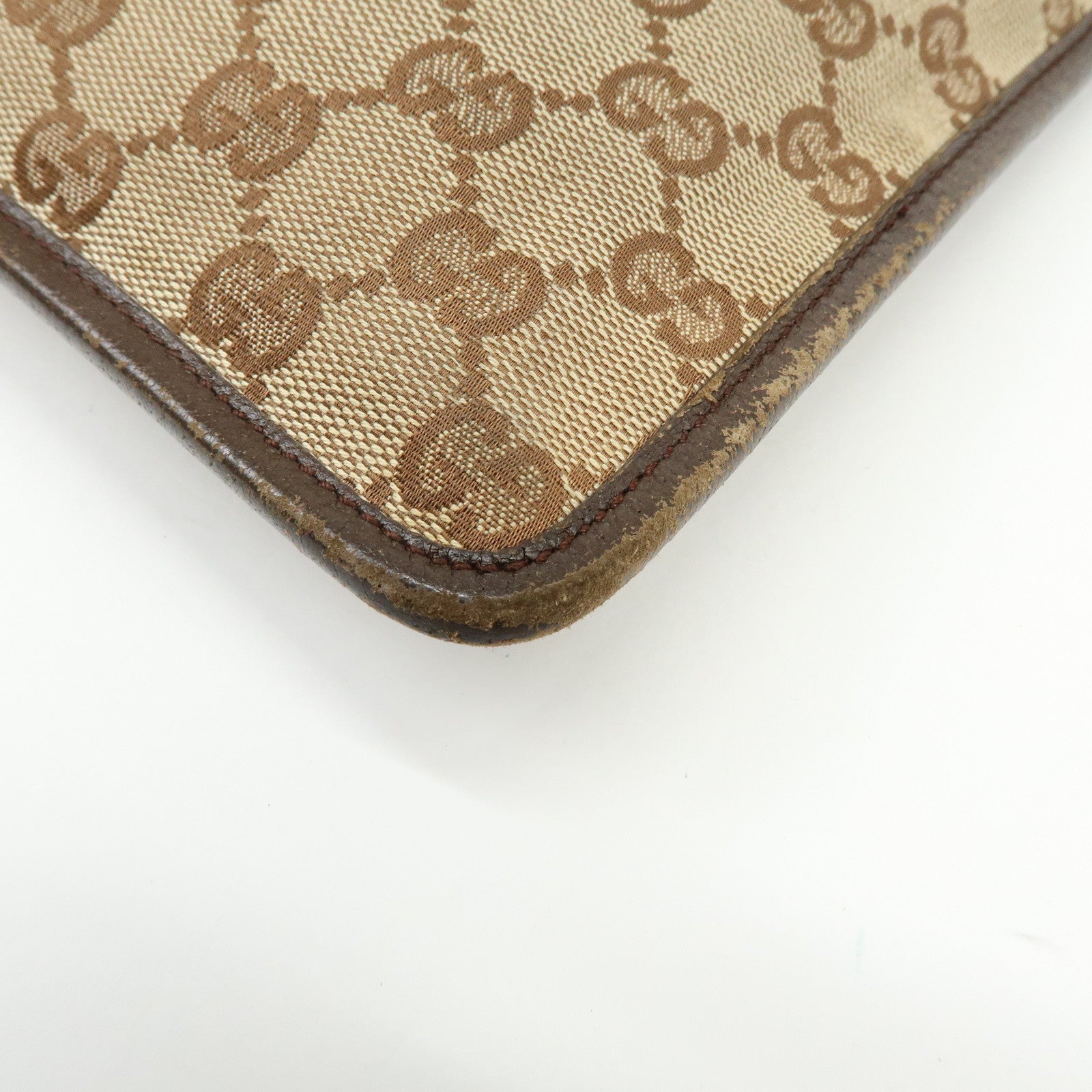 GUCCI Sherry GG Canvas Leather Shoulder Crossbody Bag Brown 27639