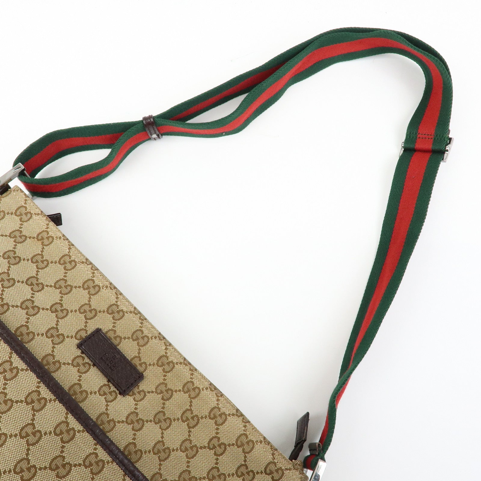GUCCI Sherry GG Canvas Leather Shoulder Bag Beige Brown 189751