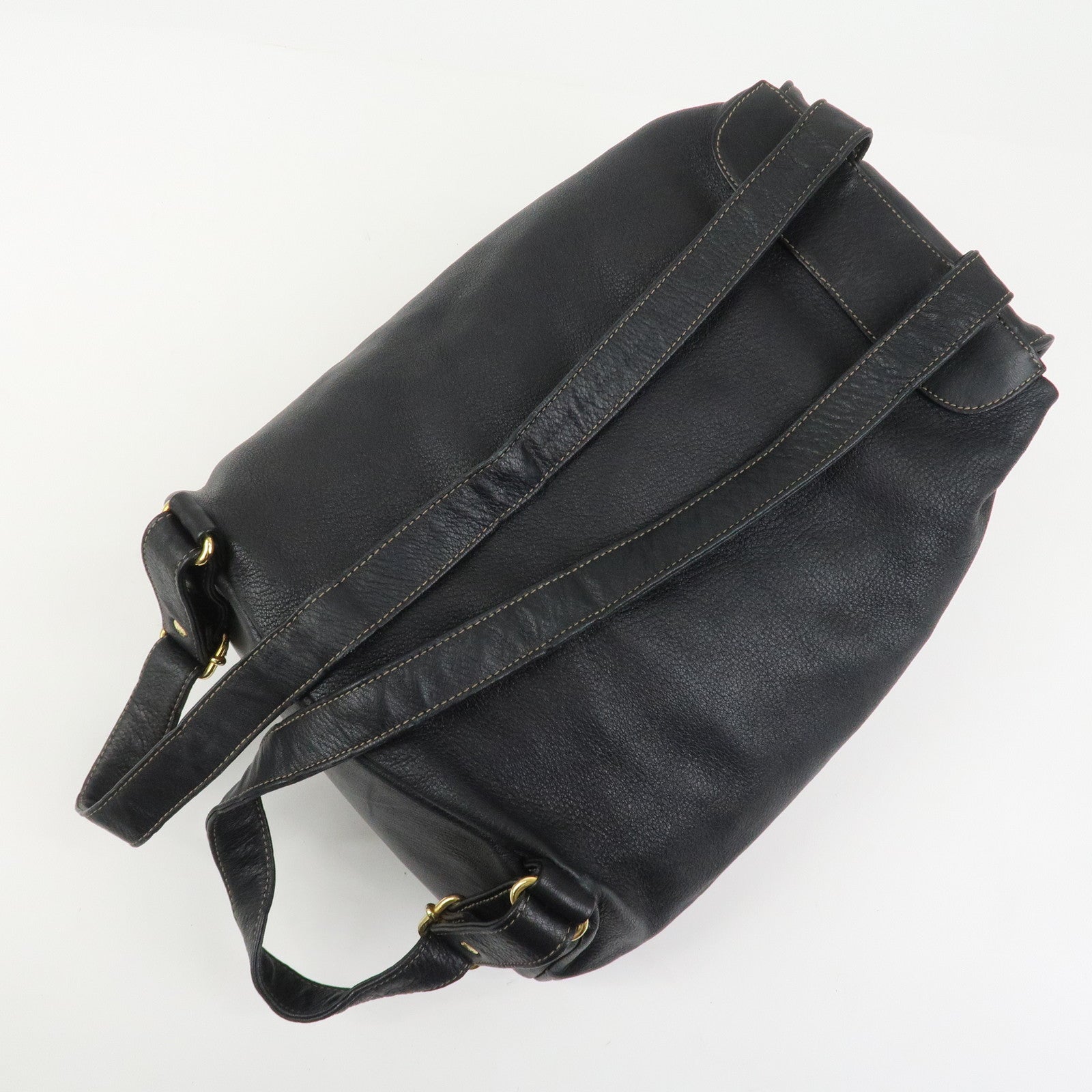 FENDI Logo Leather Backpack Rucksack Black 26063