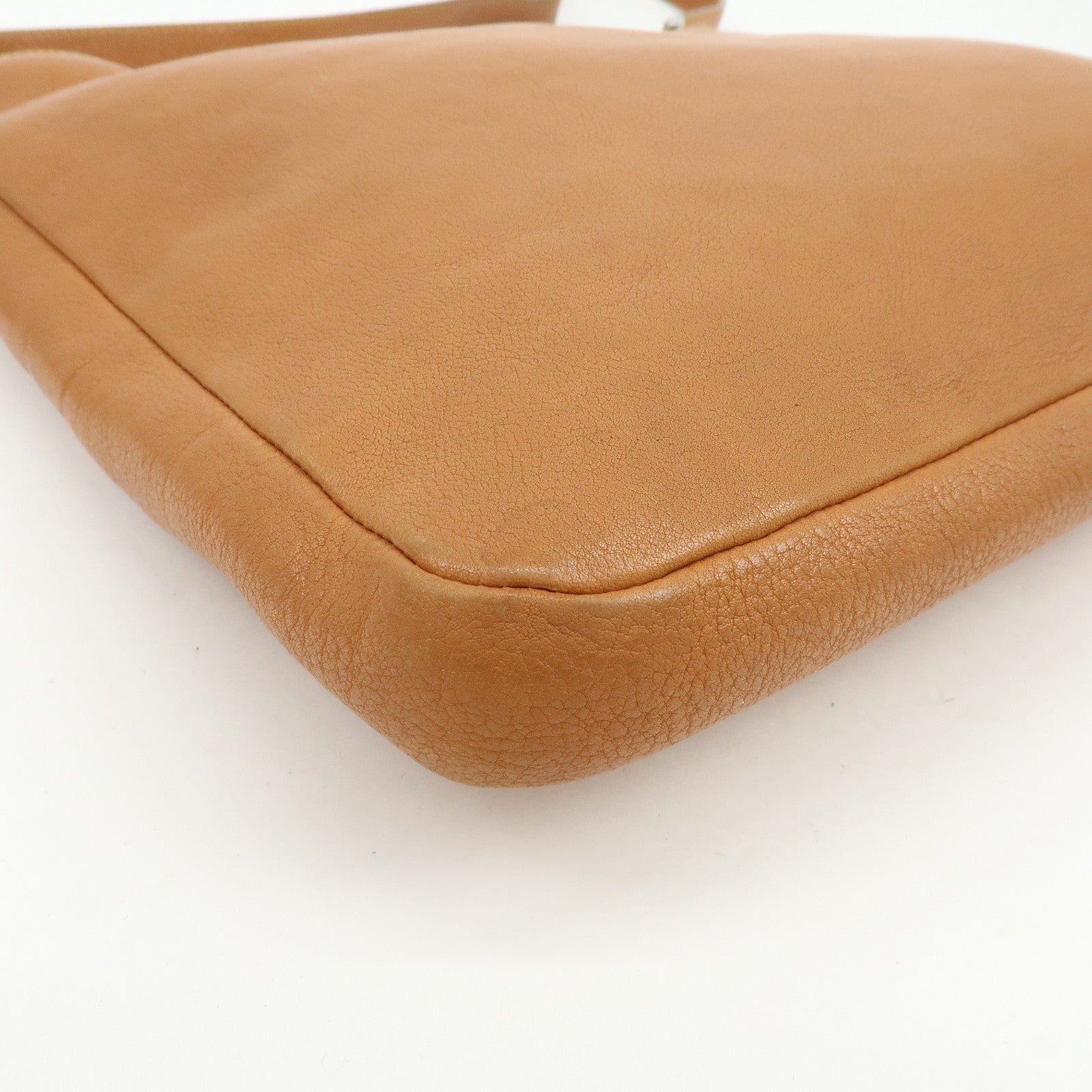 PRADA Triangle Logo Calf Leather Shoulder Crossbody Bag Brown