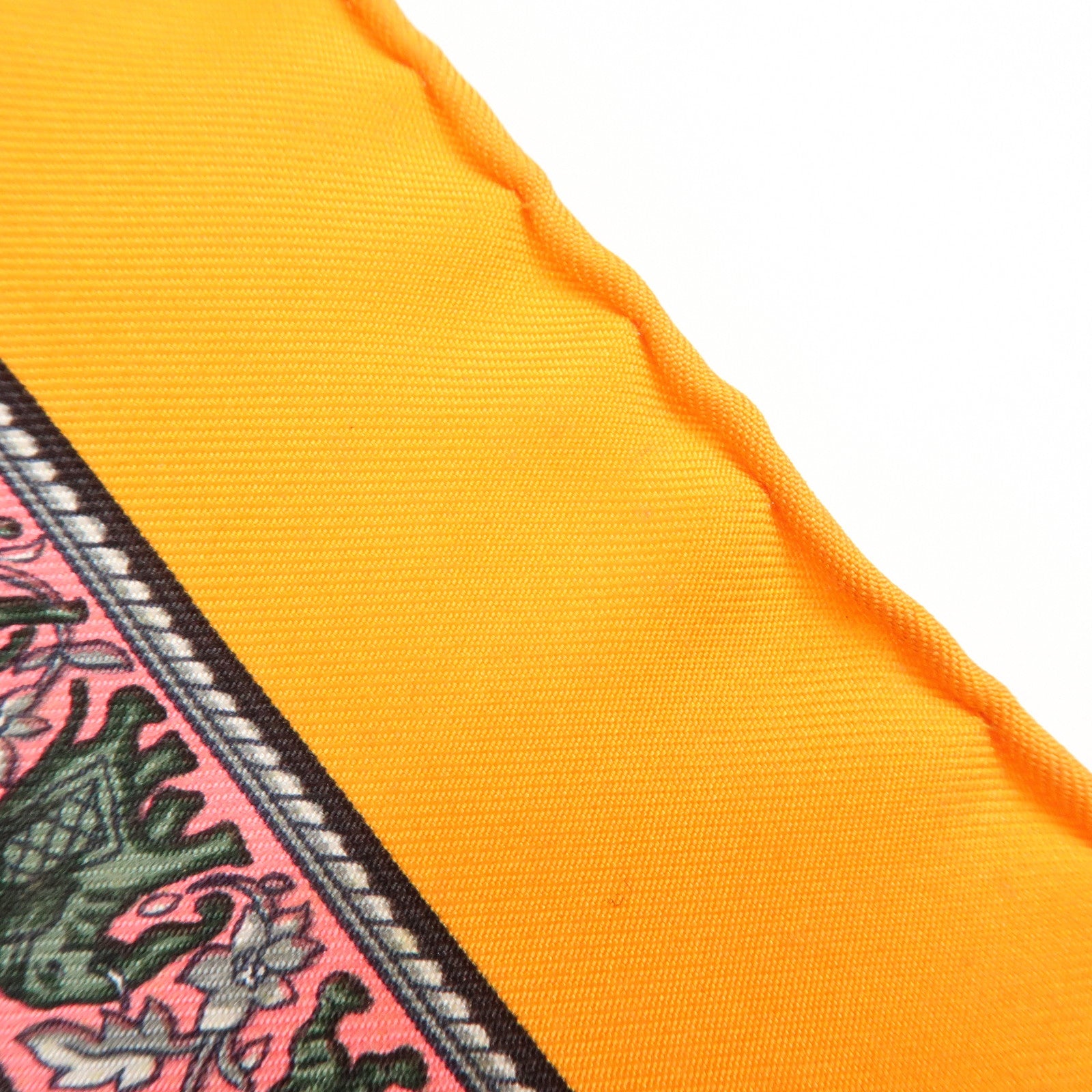 HERMES Carre 42 Set of 2 Silk 100% Scarf Orange Gold Navy