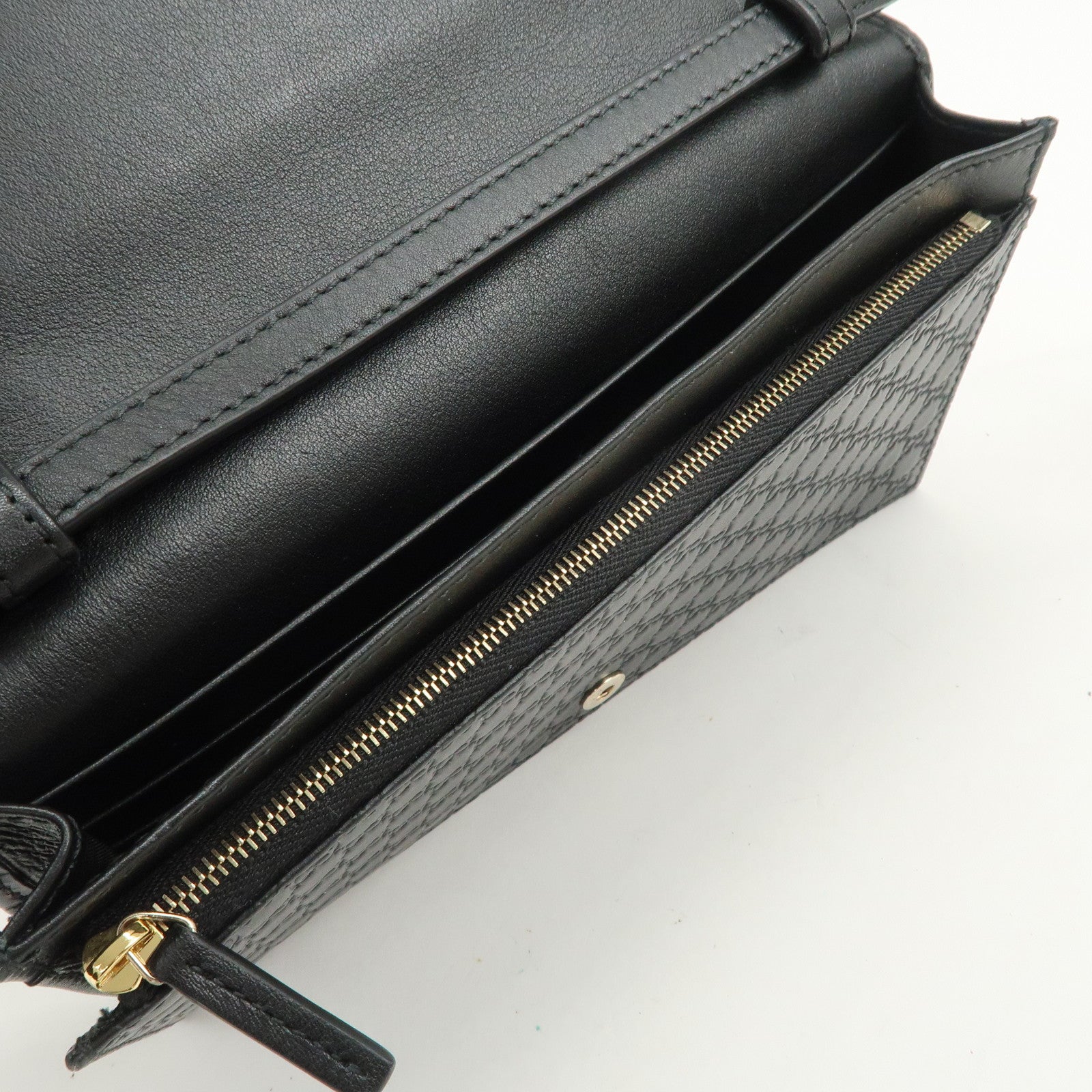 GUCCI Micro Guccissima Leather Shoulder Bag Wallet Bag Black 466507