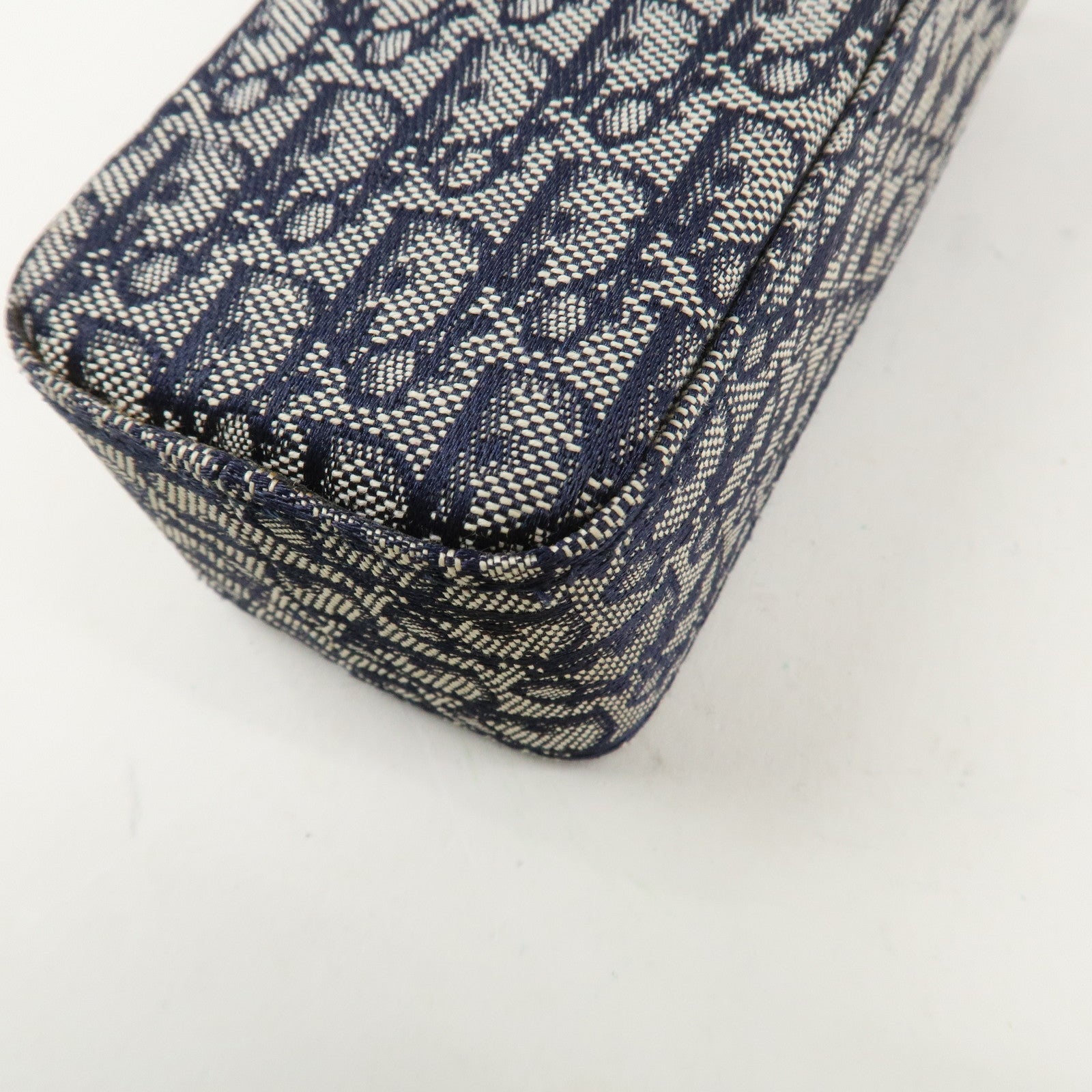 Christian Dior Trotter Canvas Leather Shoulder Bag Navy Brown Used