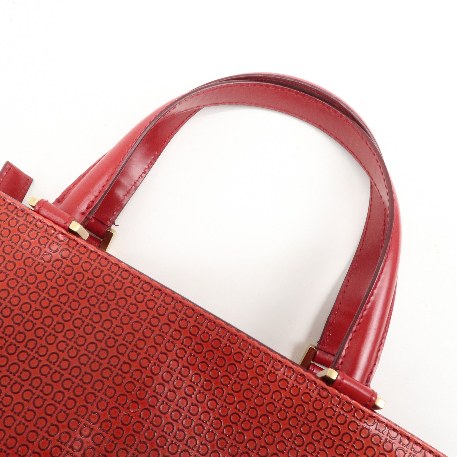Ferragamo Gancini Leather 2WAY Bag Hand Bag Shoulder Bag Red