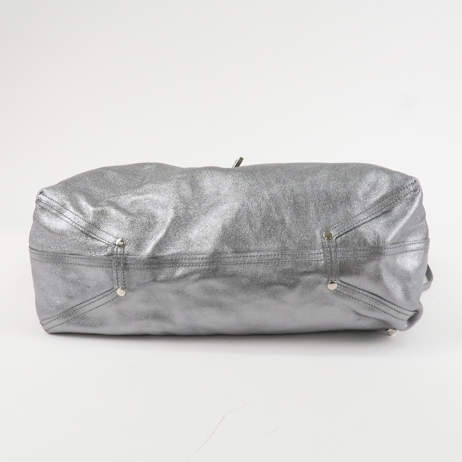Tiffany&Co. Leather Reversible Tote Bag Sliver Used