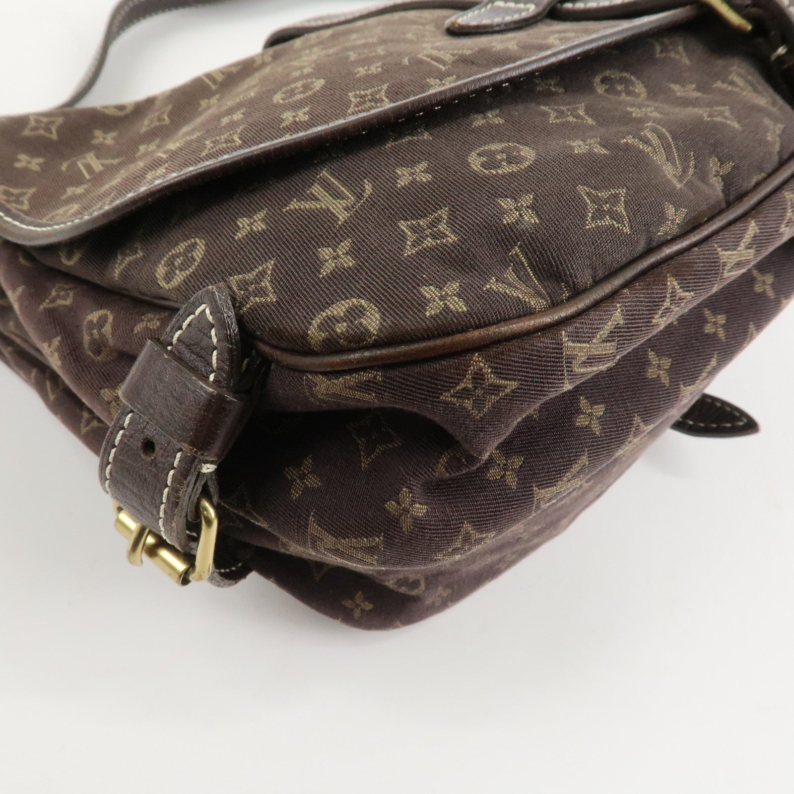 Louis Vuitton Monogram Mini Lin Saumur 30 Shoulder Bag Brown M95227 Used