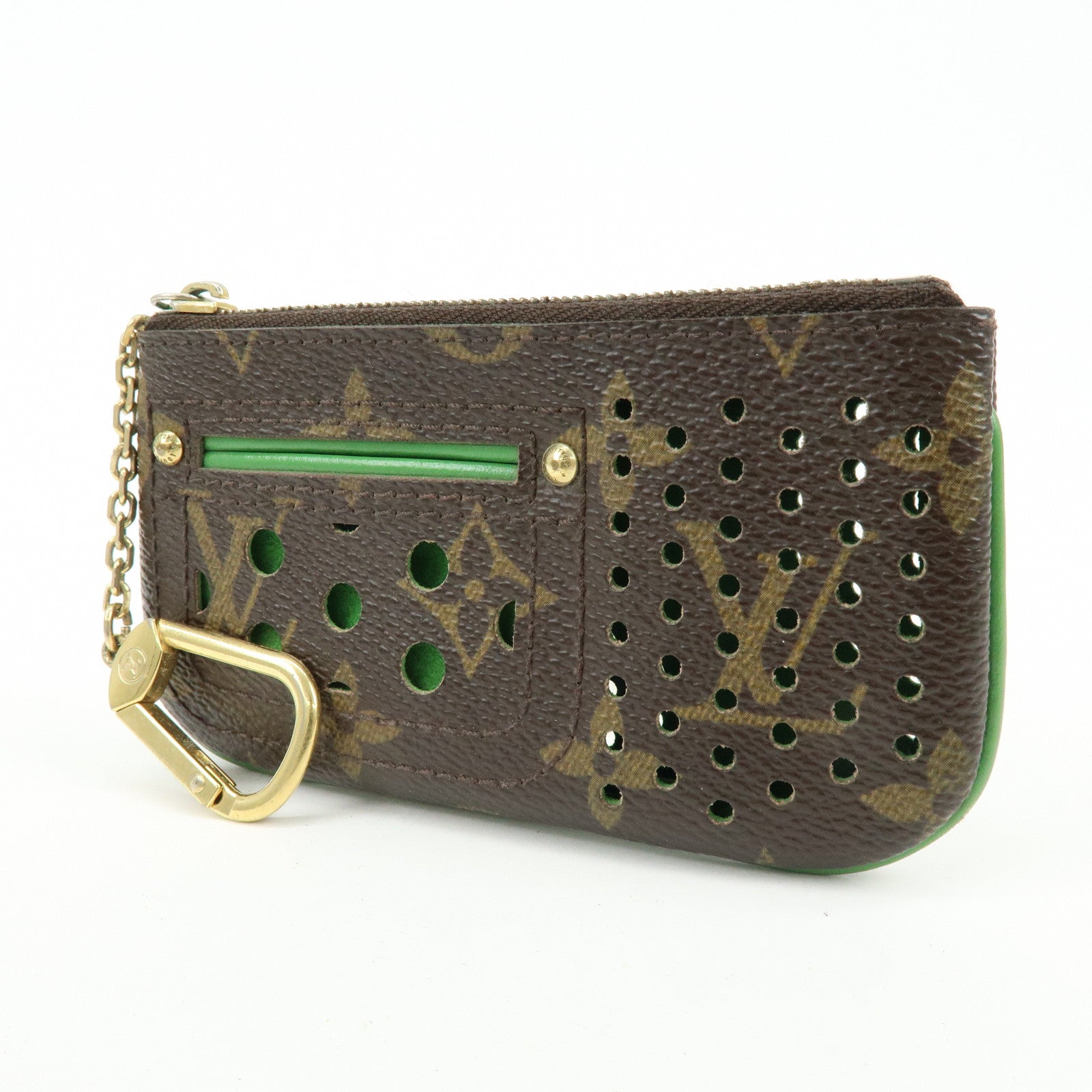 Louis Vuitton Monogram Perfo Pochette Cles Key Case Vert M95186