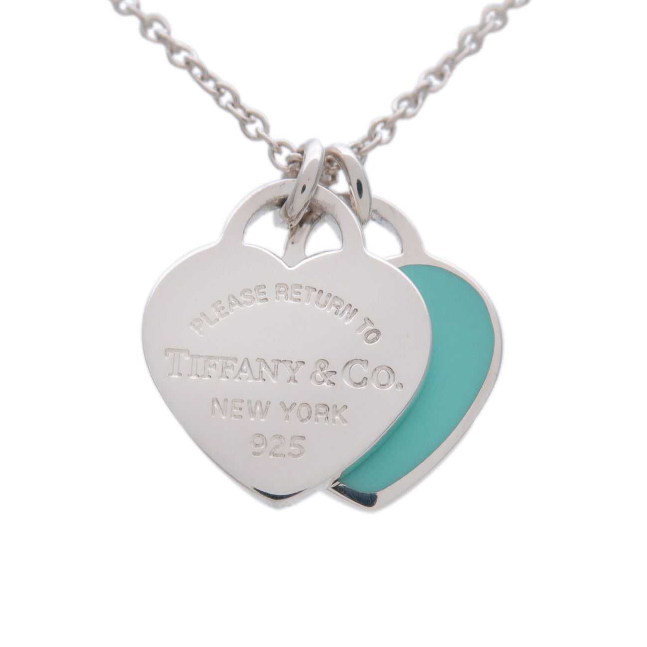 Tiffany & Co Return to Tiffany Mini Double Heart Tag Necklace SV925