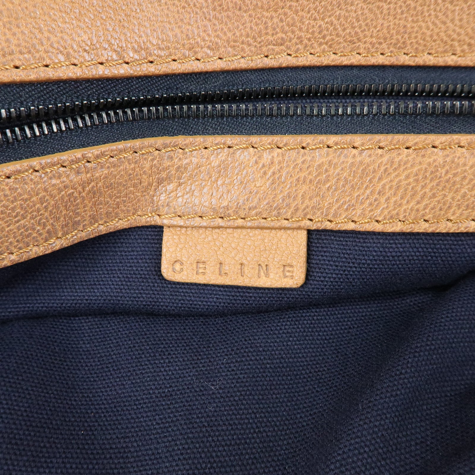 CELINE Logo Leather Hand Bag Boston Bag Hand Bag Brown