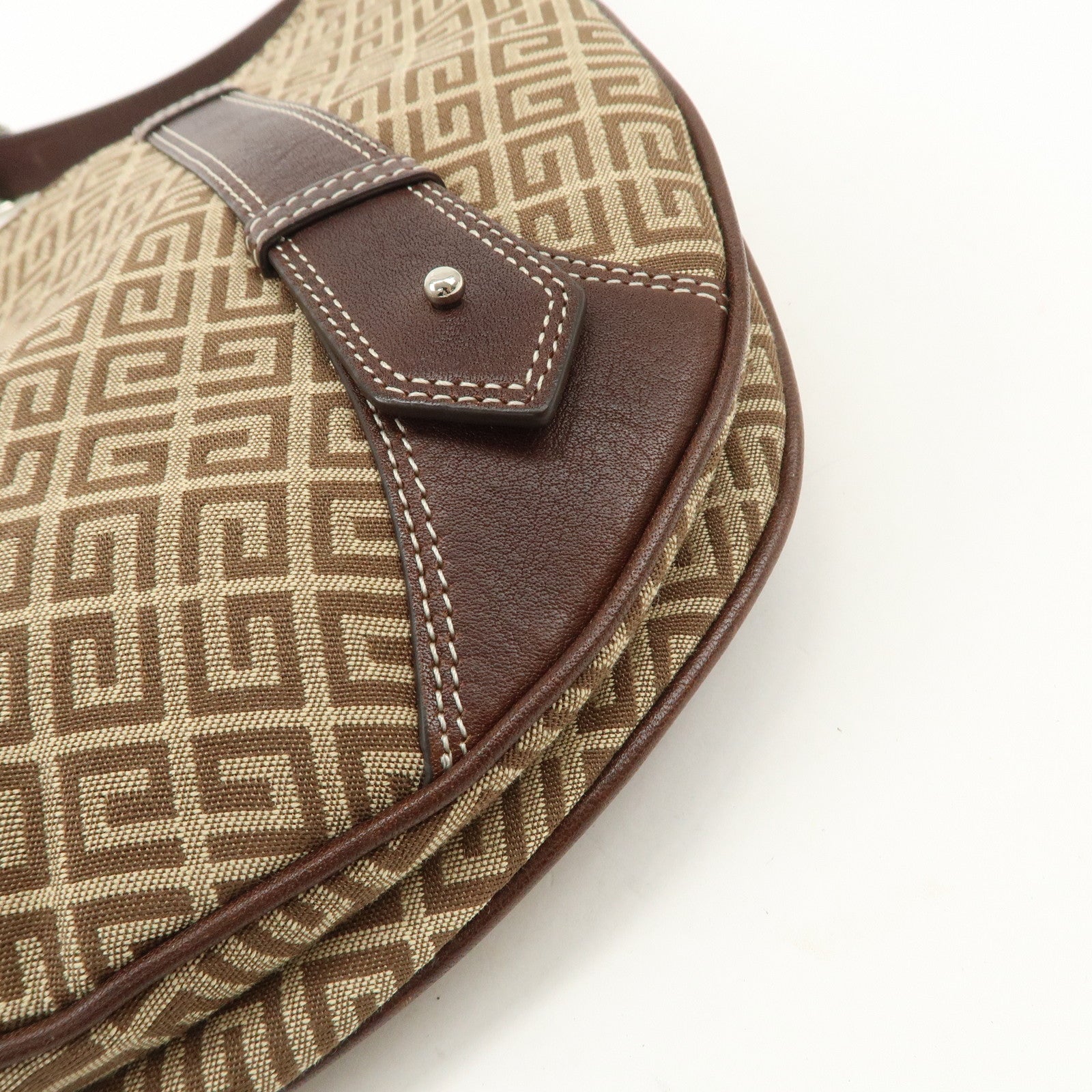 GIVENCHY 4G Logo Canvas Leather Hand Bag Shoulder Bag Beige Brown