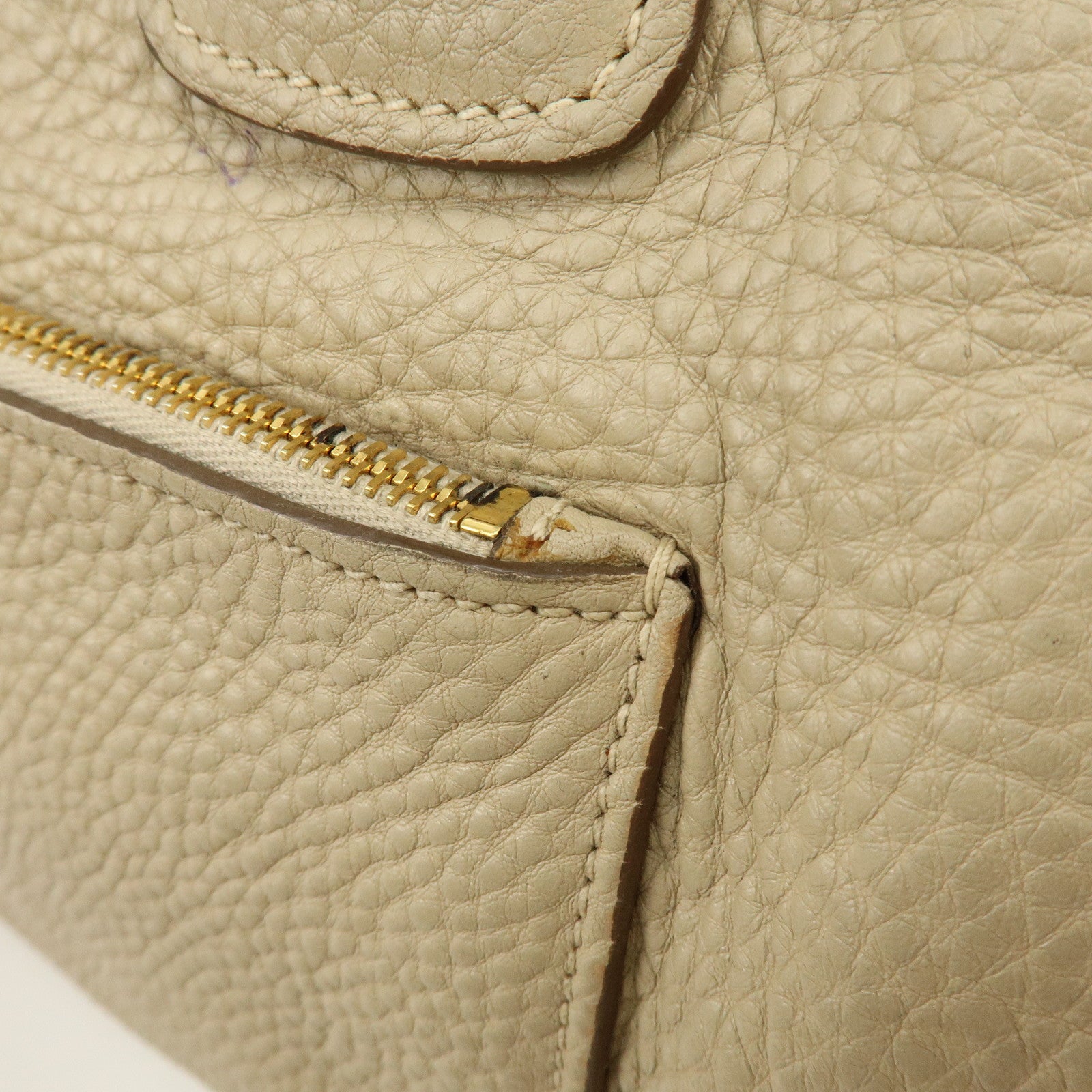 PRADA Triangle Logo Leather 2Way Hand Shoulder Bag Beige BN2795