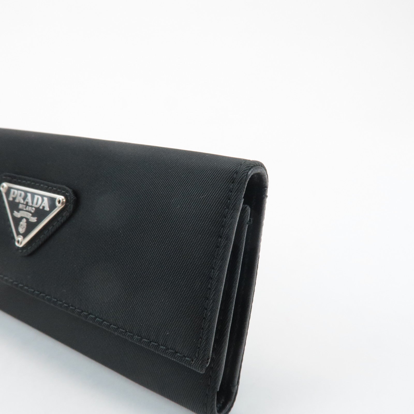 PRADA Triangle Logo Nylon 6 Key Case Key Holder Black M26X Used