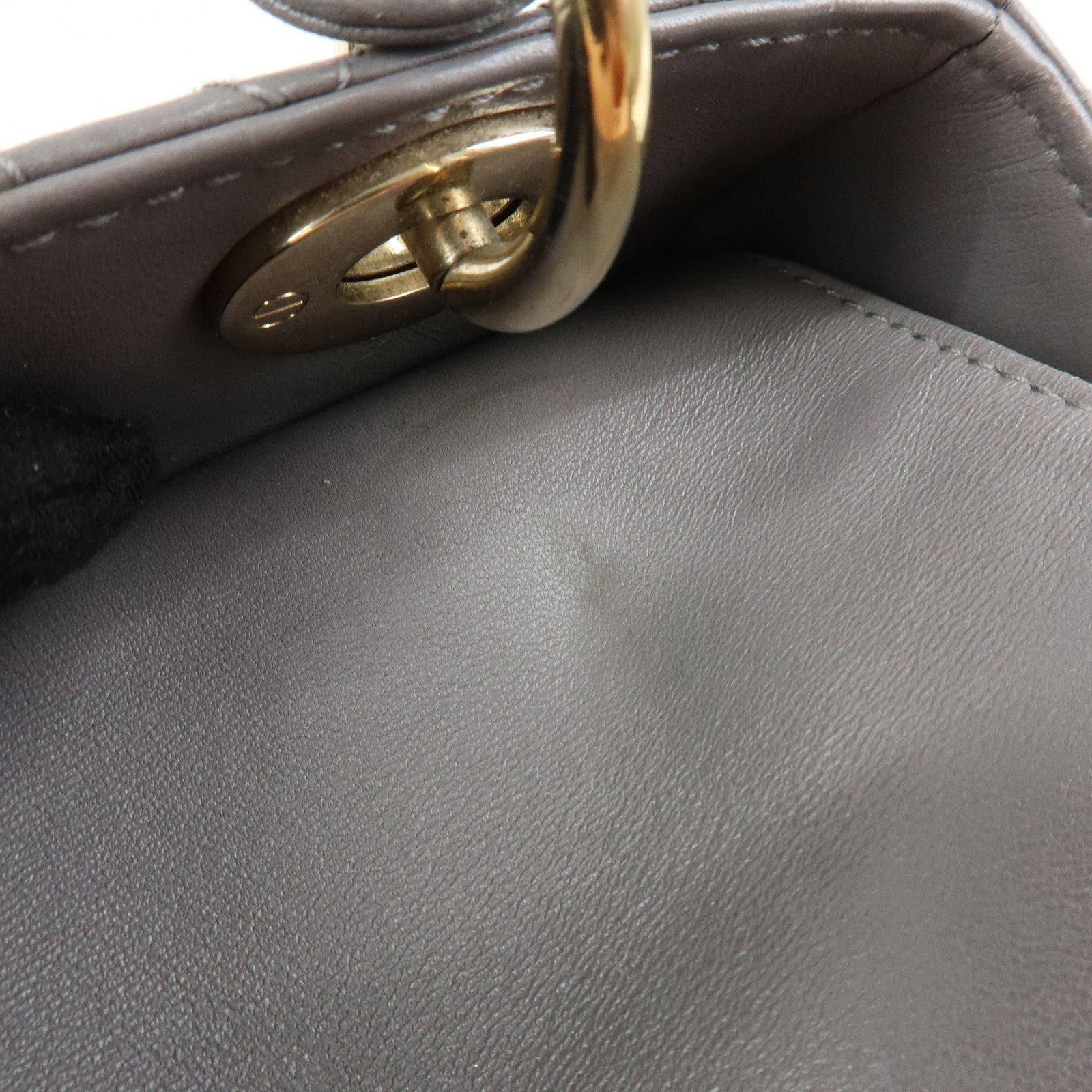 Christian Dior Lady Dior Cannage Leather 2Way Bag Hand Bag Gray