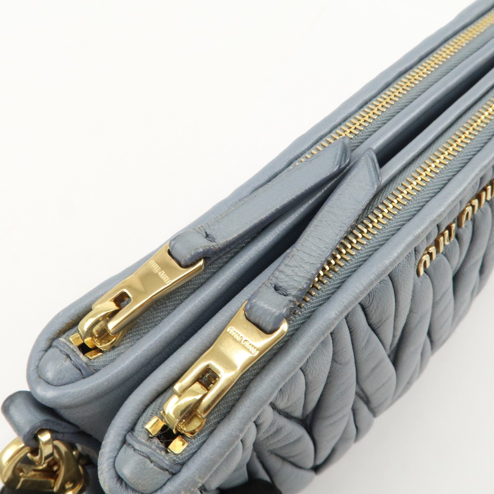 MIU MIU Matelasse Nappa Leather Shoulder Bag Light Blue 5BH057