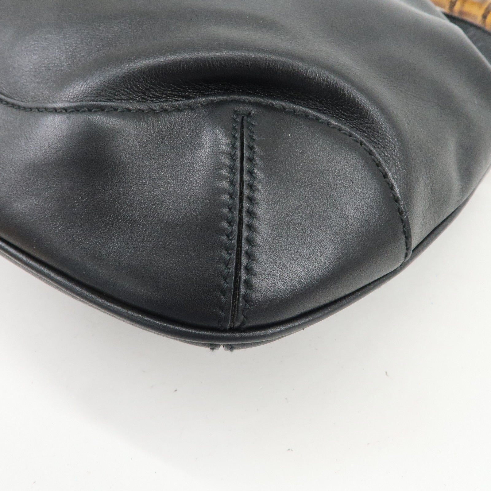GUCCI Bamboo Leather 2Way Bag Hand Bag Shoulder Bag Black 169961
