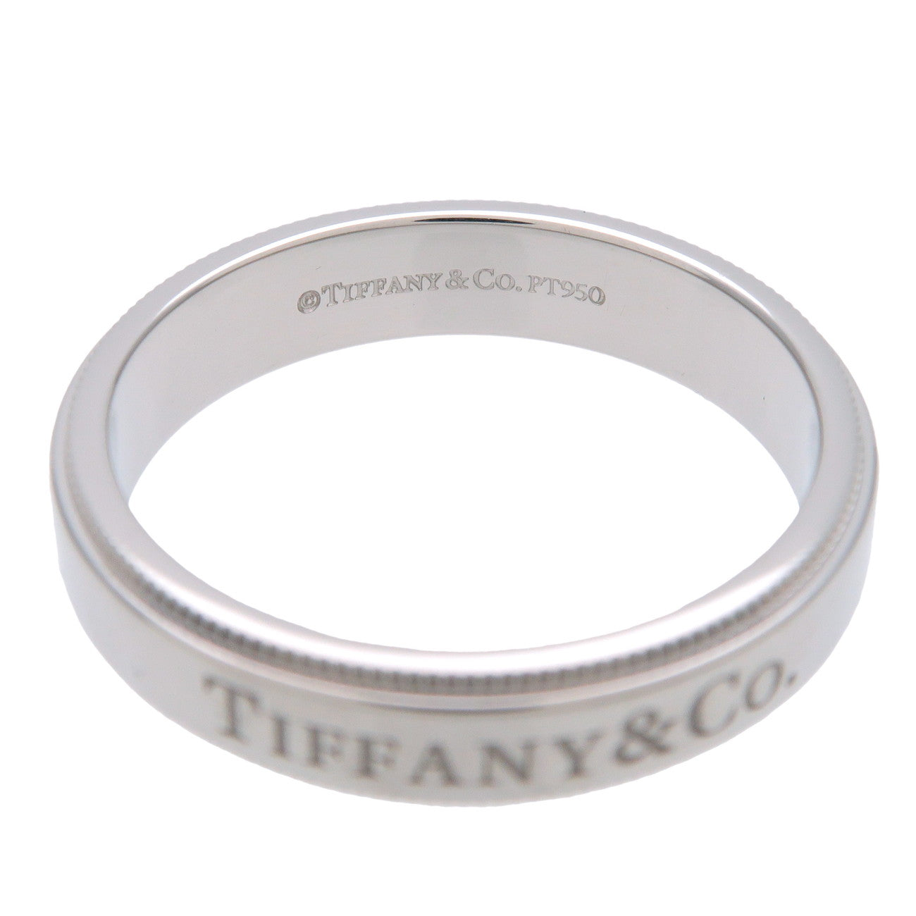 Tiffany & Co Milgrain Band Ring 4mm PT950 Platinum US7 EU54 HK15