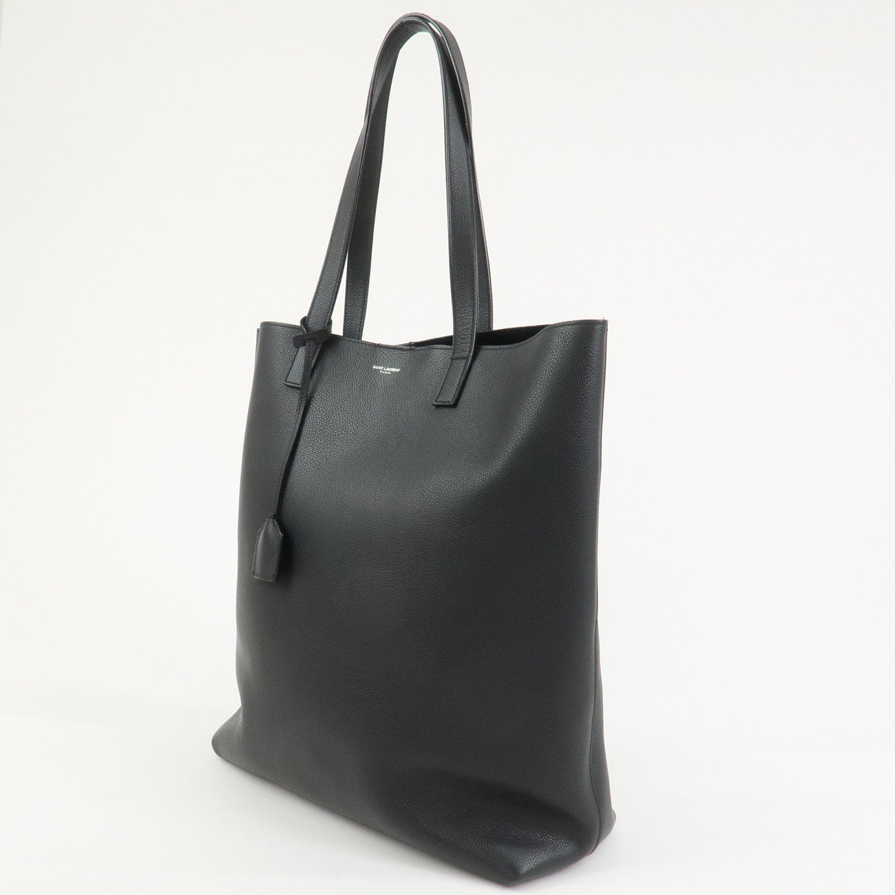 SAINT LAURENT PARIS Leather Tote Bag Hand Bag Black 676657