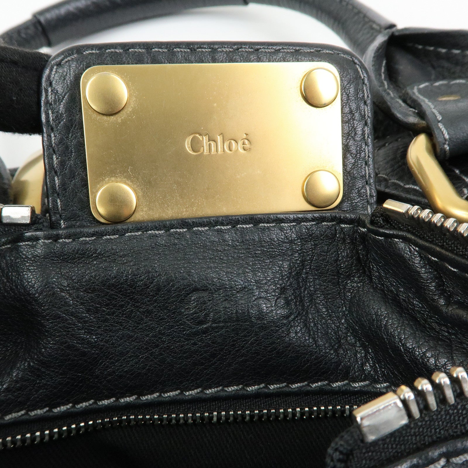 Chloe Paddington Leather Tote Bag Shoulder Bag Hand Bag Black