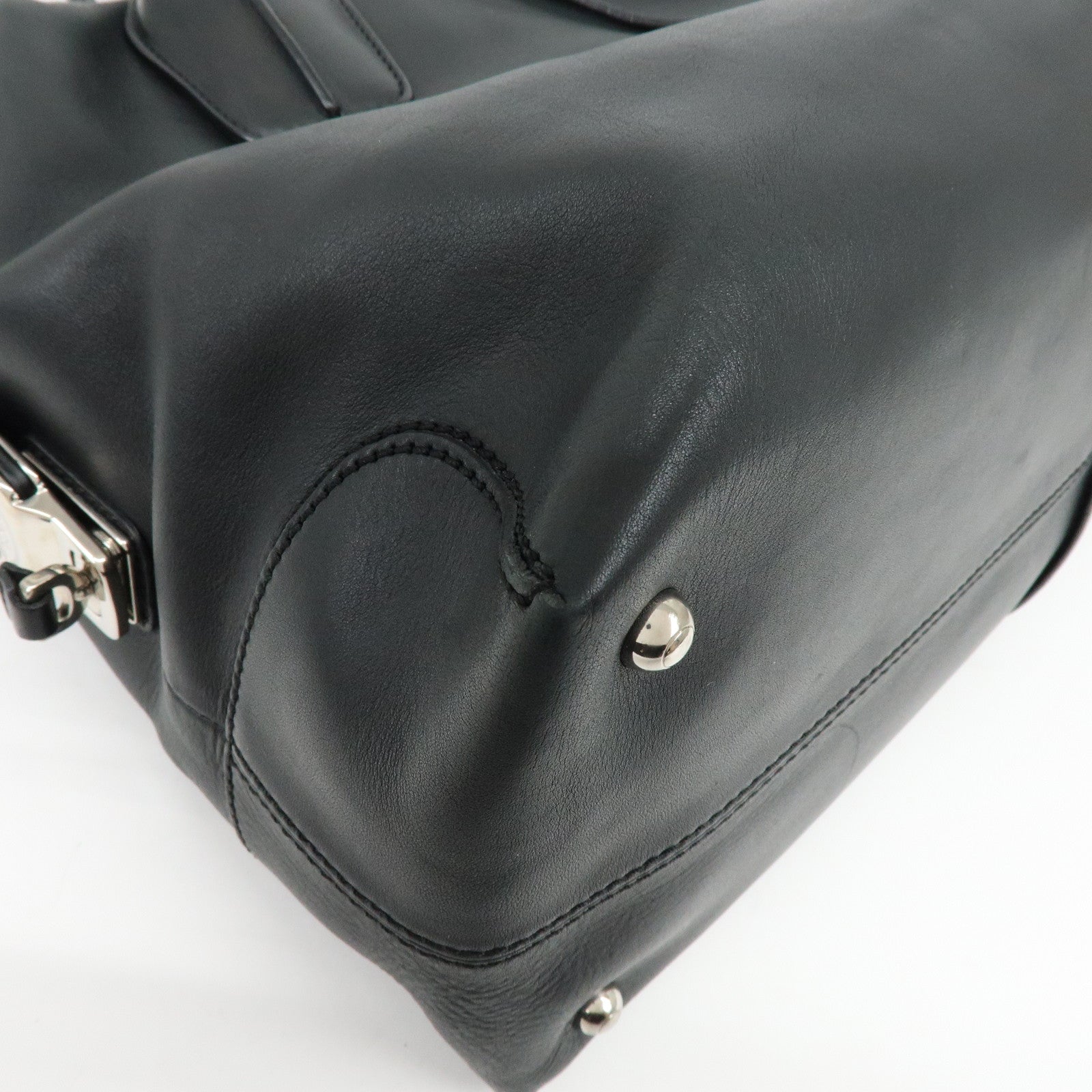 TOD'S D-Styling Leather 2Way Bag Bauletto Bag Shoulder Bag Black