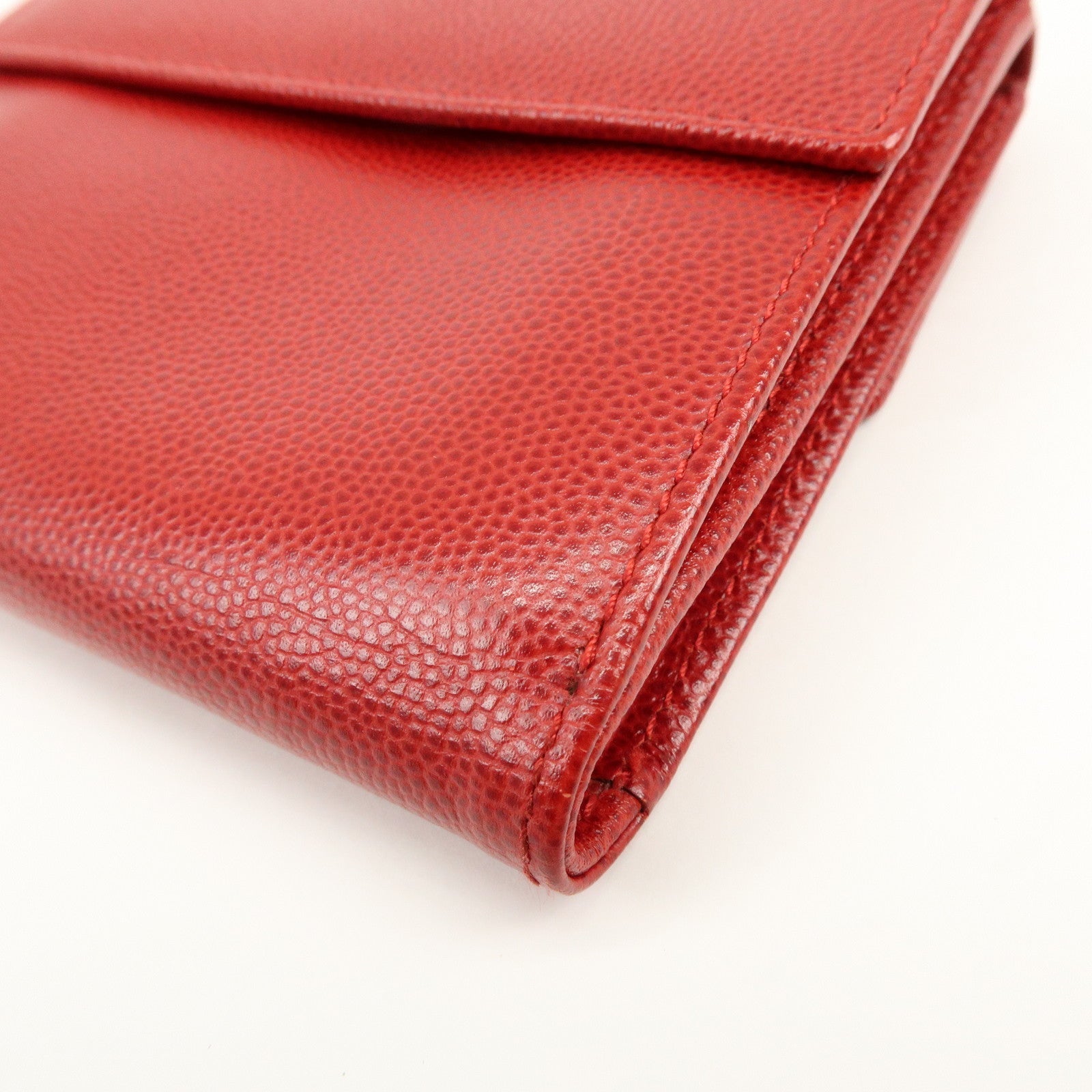 Christian Dior Logo Leather Bi-fold Compact Wallet Red