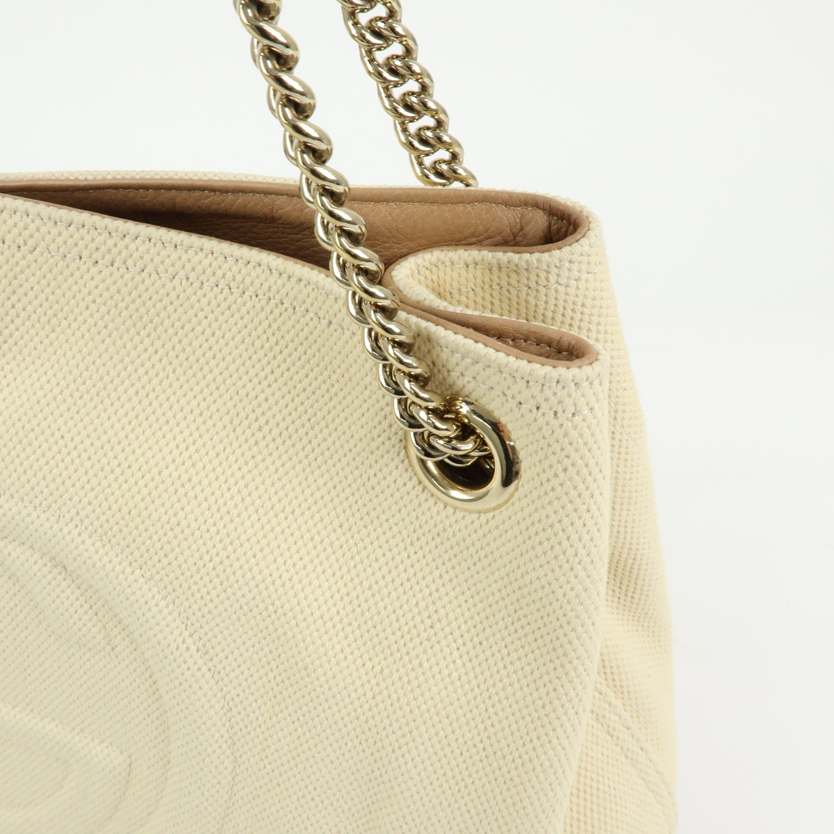 GUCCI SOHO Interlocking G Canvas Leather Chain Shoulder Bag 308982