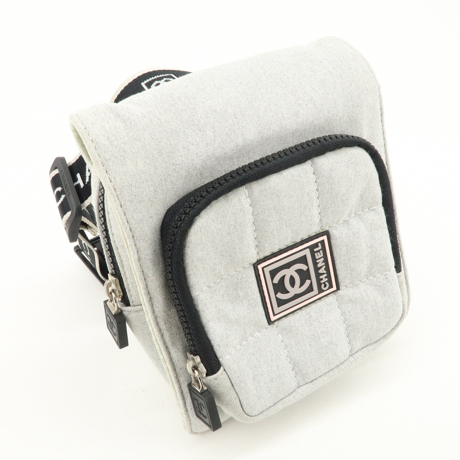 CHANEL Sport Line Cotton Jersey Waist Bag Body Bag Grey