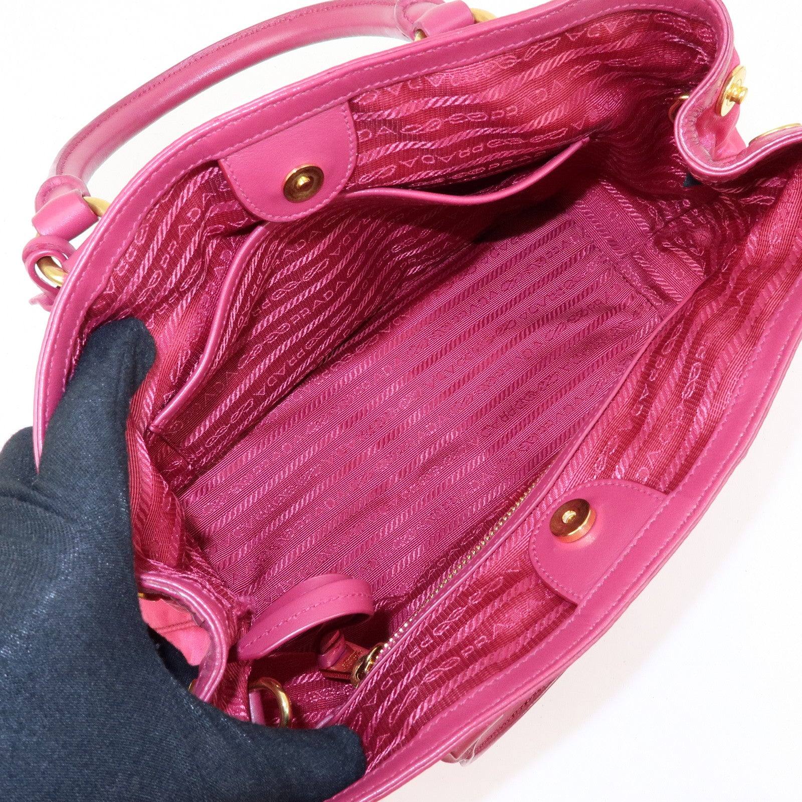 PRADA Nylon Leather 2Way Bag Hand Bag Shoulder Bag Pink 1BA172