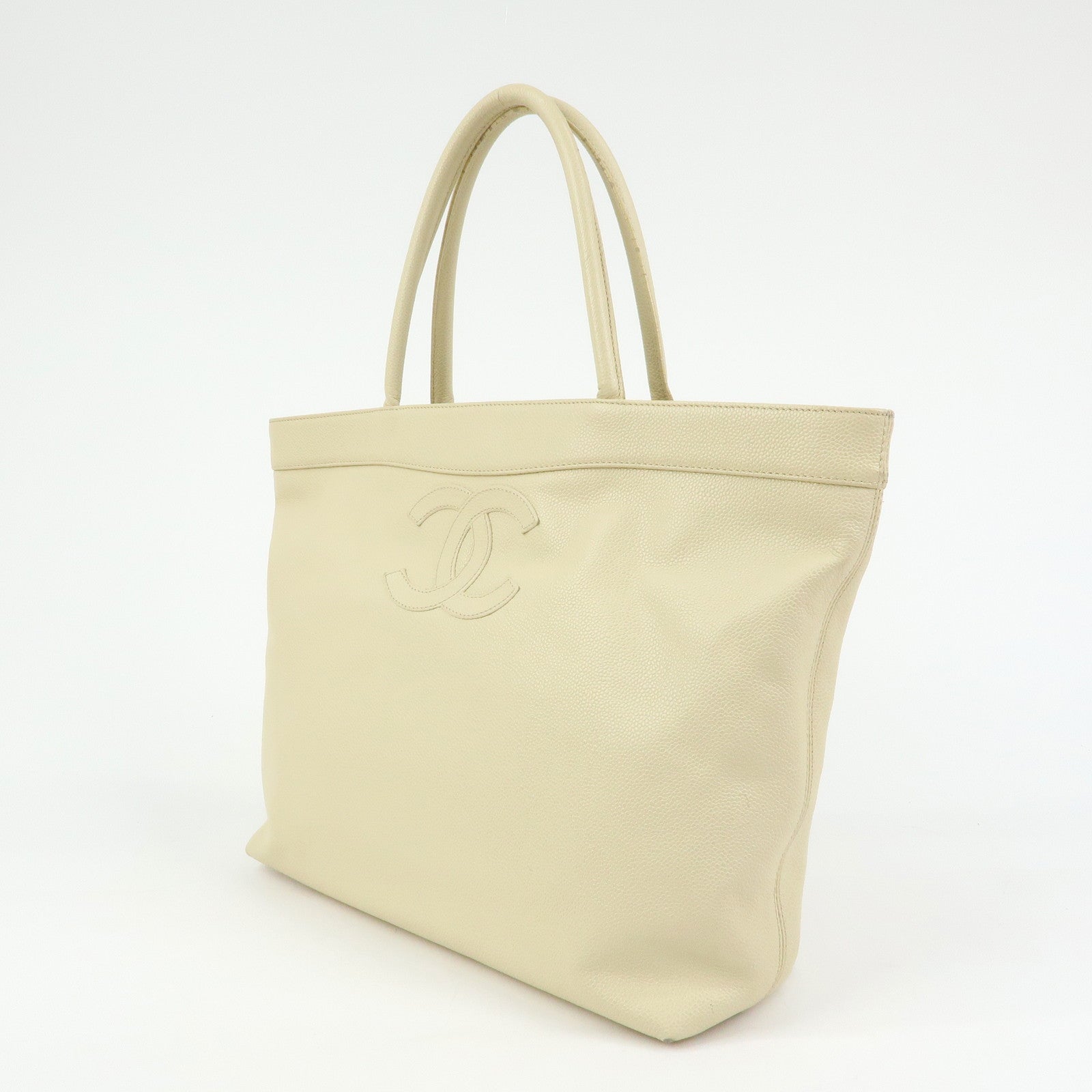 CHANEL COCO Mark Caviarskin Shoulder Bag Tote Bag Ivory