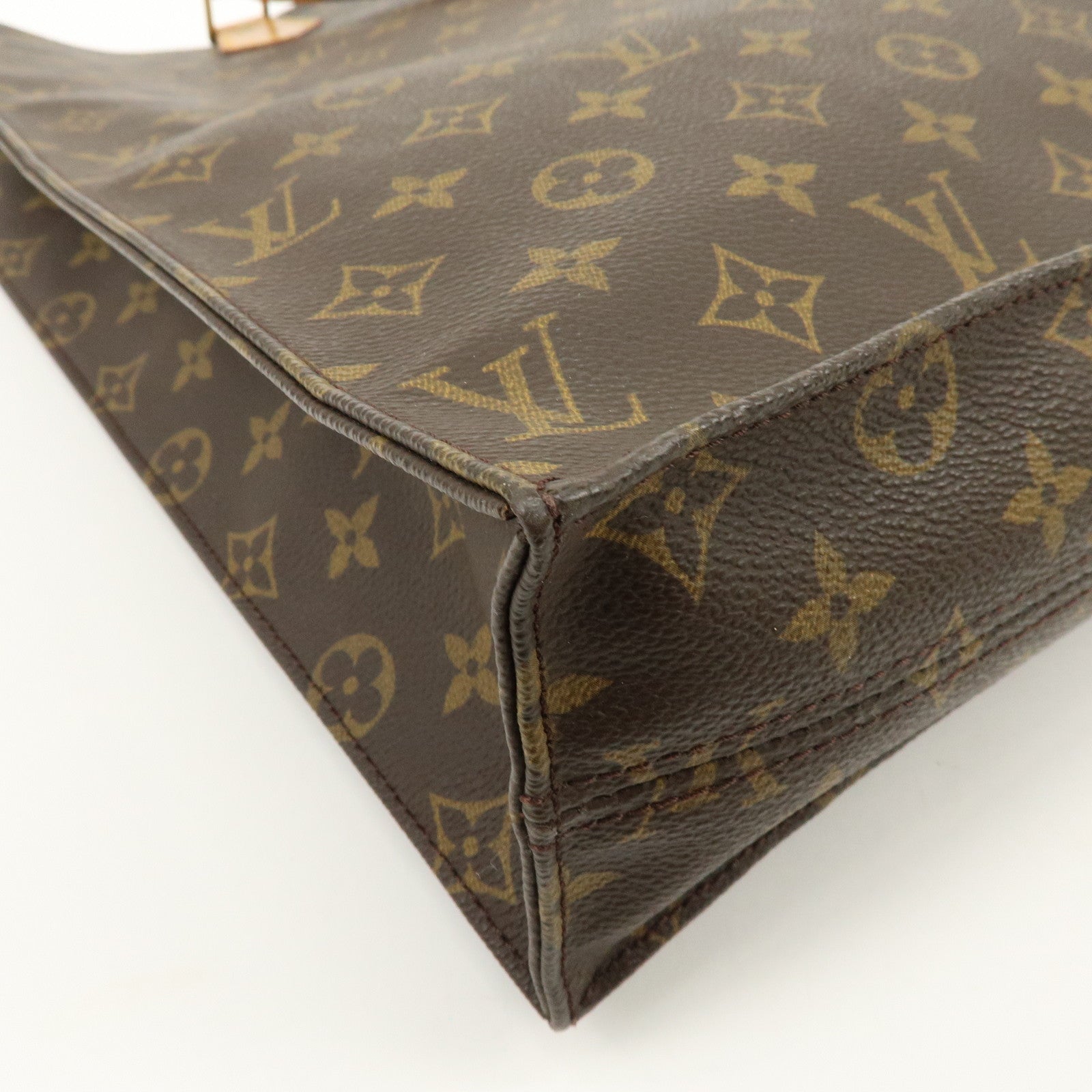 Louis Vuitton Monogram Sac Plat Tote Bag Hand Bag Brown M51140
