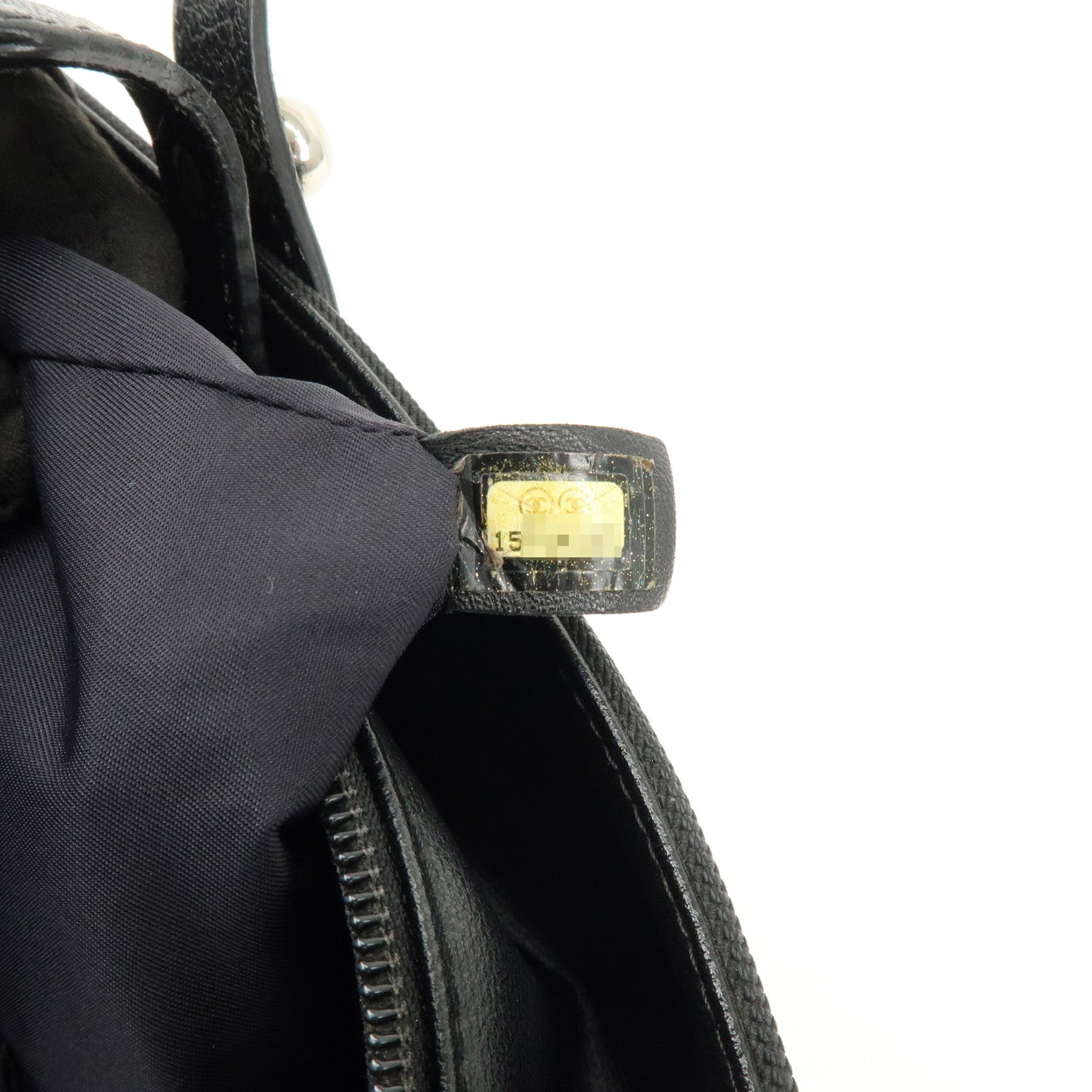 CHANEL PVC Canvas Leather Paris Biarritz MM Tote Hand Bag A34209