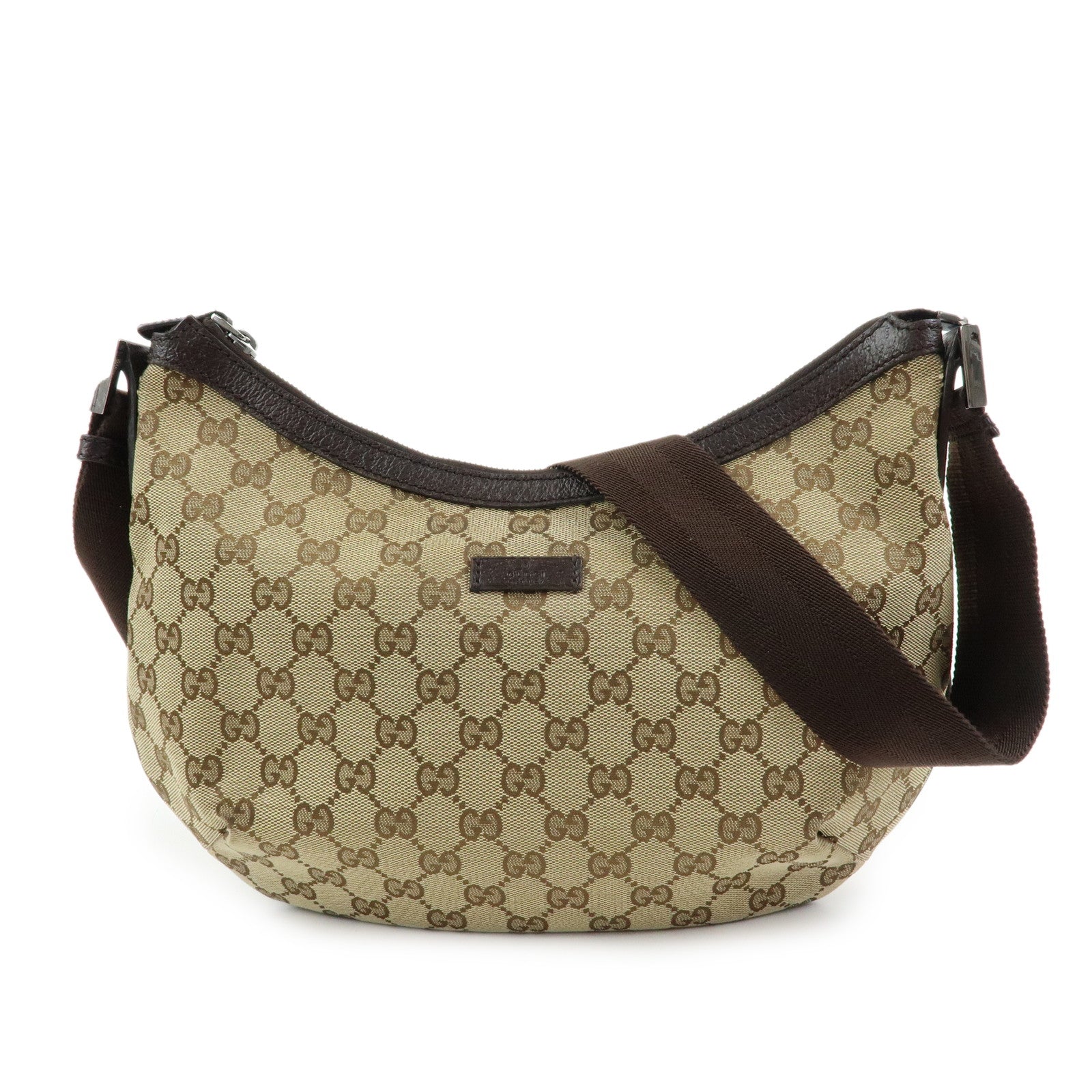GUCCI GG Canvas Leather Shoulder Bag Crossbody Bag Beige 181092