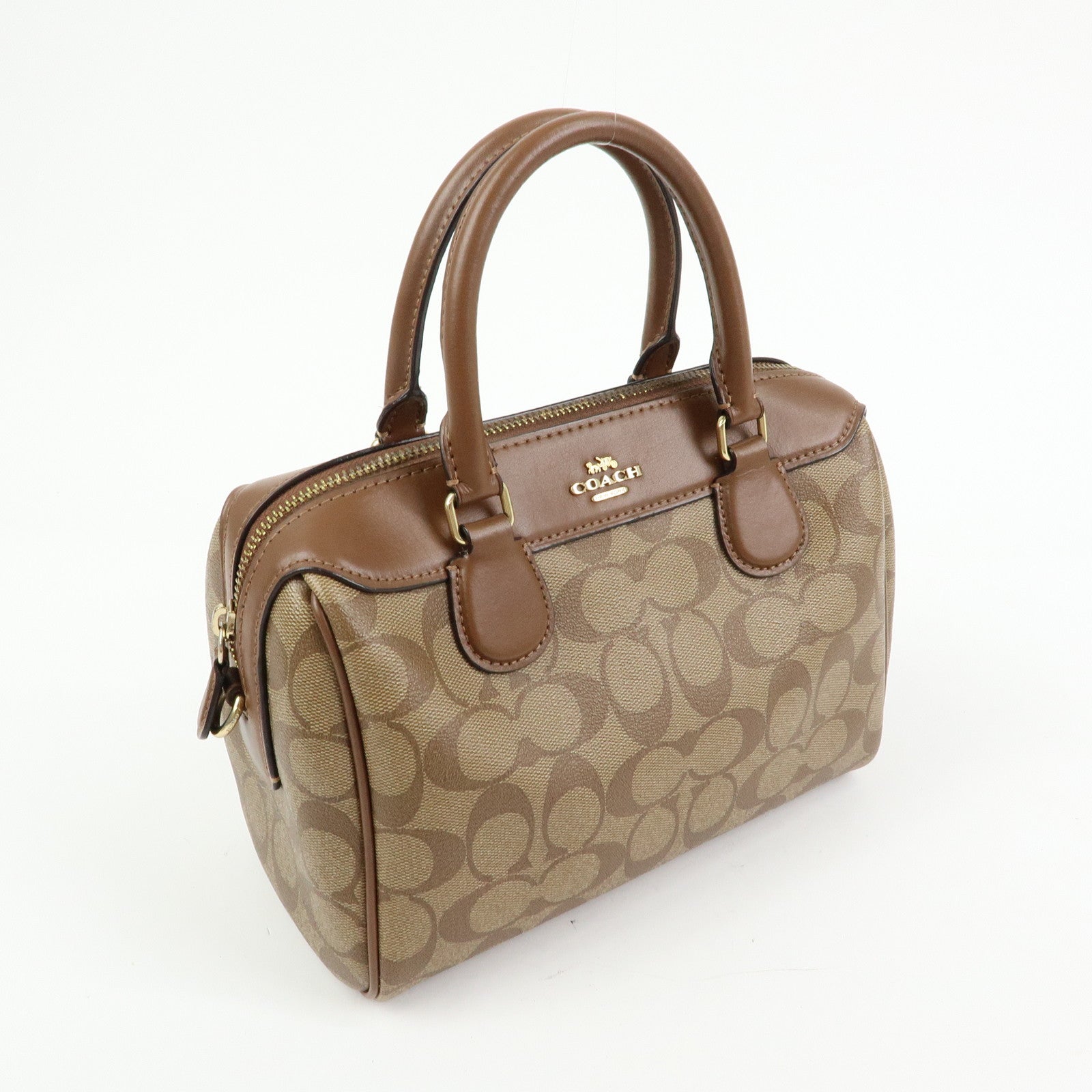 COACH Signature PVC Leather 2Way Shoulder Bag Hand Bag Brown
