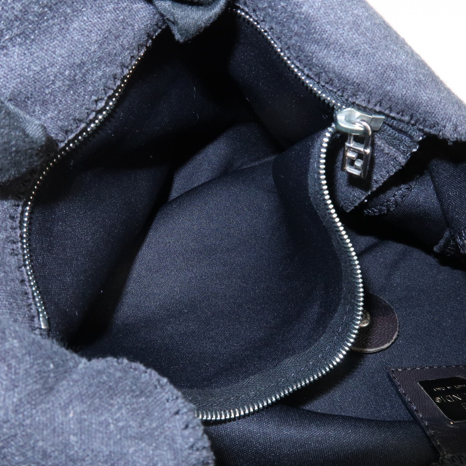 FENDI Mamma Baguette Cotton Shoulder Bag Hand Bag Gray 26325