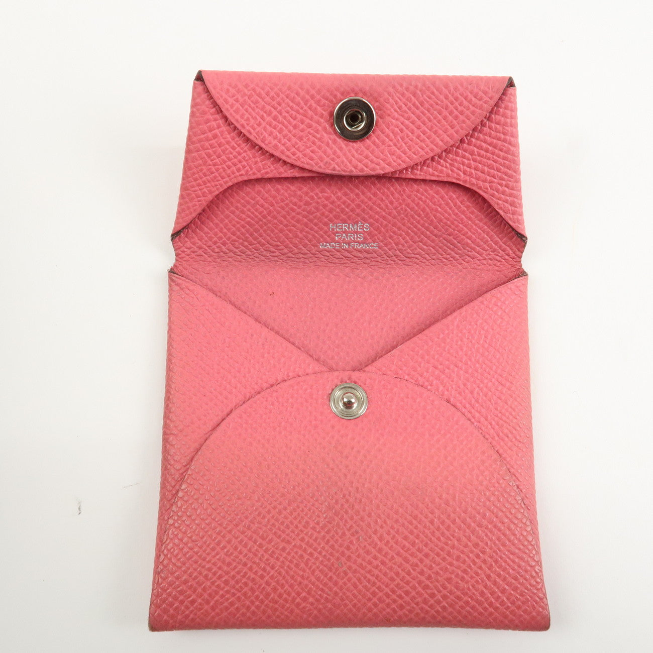 HERMES Bastia Epsom Leather Coin Case A Stamped Rose Azalee Used
