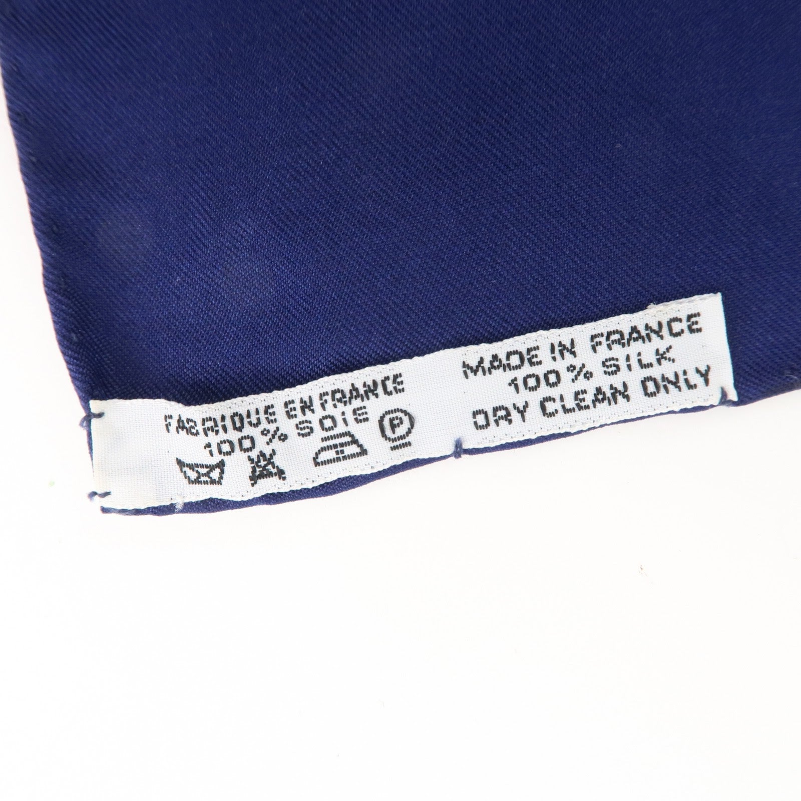 HERMES Pleats Carre Silk 100% Scarf Le Roy Soleil Navy Red Used