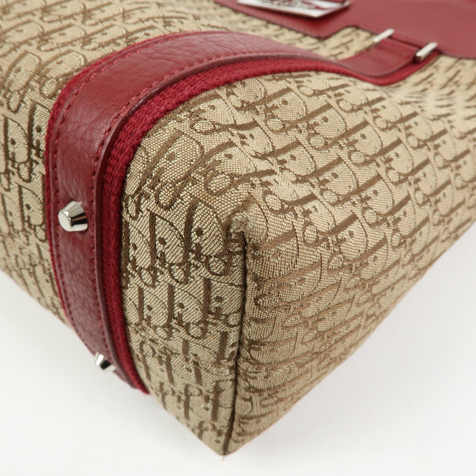 Christian Dior Street Chic Trotter Jaquard Canvas Leather Hand Bag