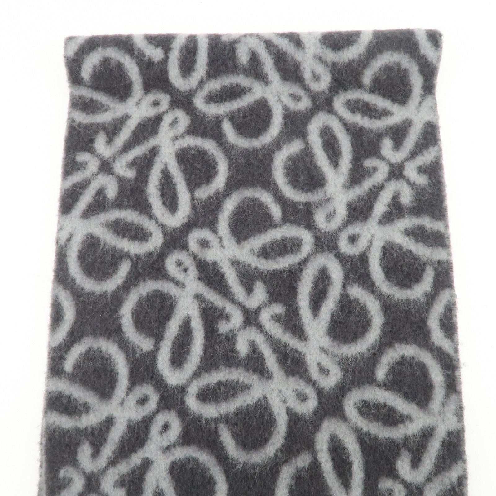 LOEWE Anagram Alpaca Wool Nylon Scarf Shawl Gray