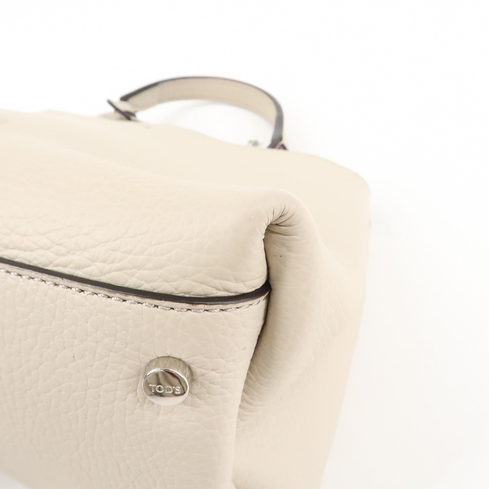 TOD'S T Timeless Micro Leather 2Way Hand Bag Gray Used