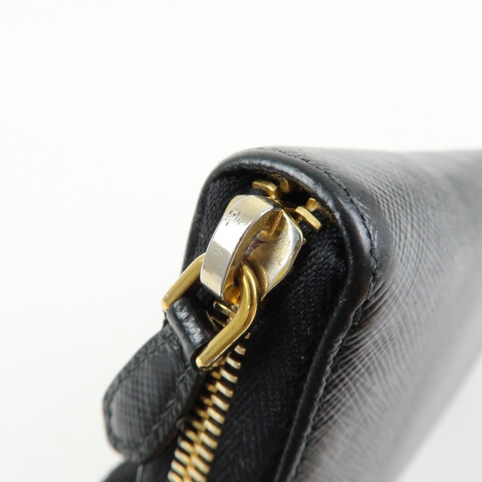 PRADA Saffiano Leather Round Zippy Long Wallet Black 1ML506