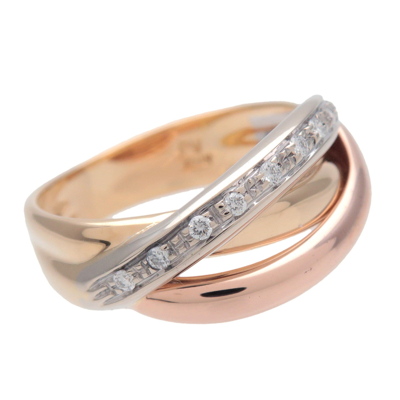 Ponte Vecchio Diamond Ring 750YG/PG/WG Yellow Rose White Gold US5