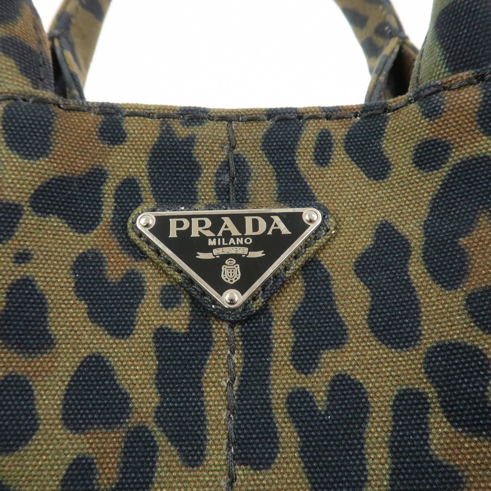 PRADA Triangle Logo Canapa Mini Canvas 2Way Bag Leopard 1BG439
