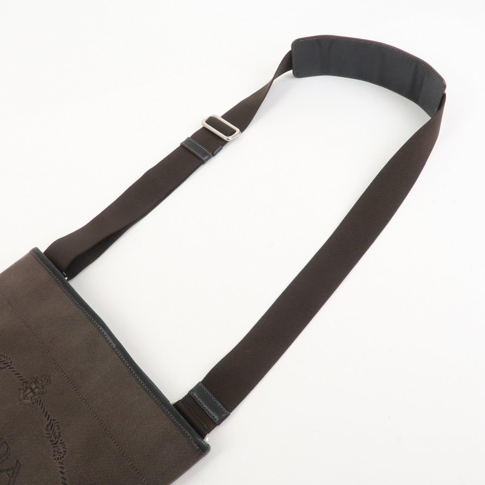 PRADA Logo Jacguard Shoulder Bag Crossbody Bag Brown VA0655