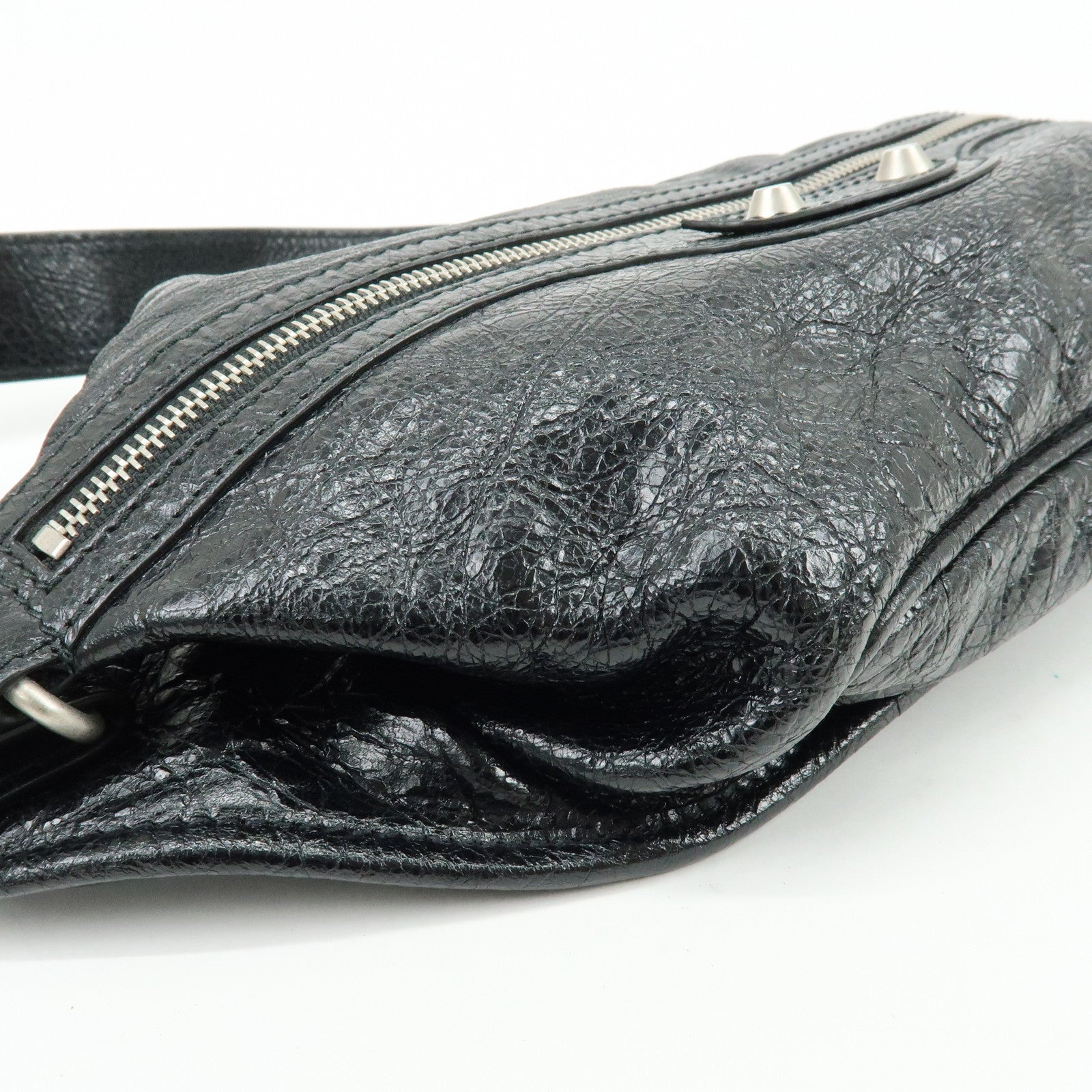 BALENCIAGA Neo Lift Leather Waist Bag Body Bag Black 542013