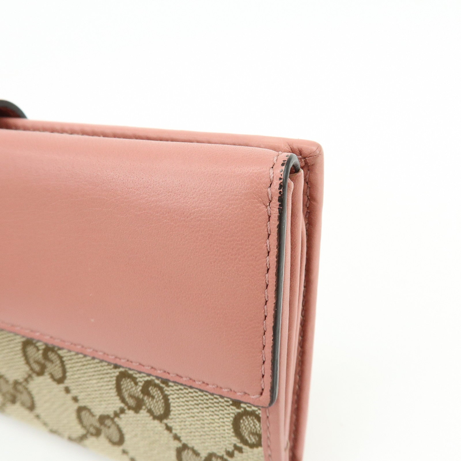 GUCCI Lovely Heart GG Canvas Leather Bi-fold Long Wallet 203550