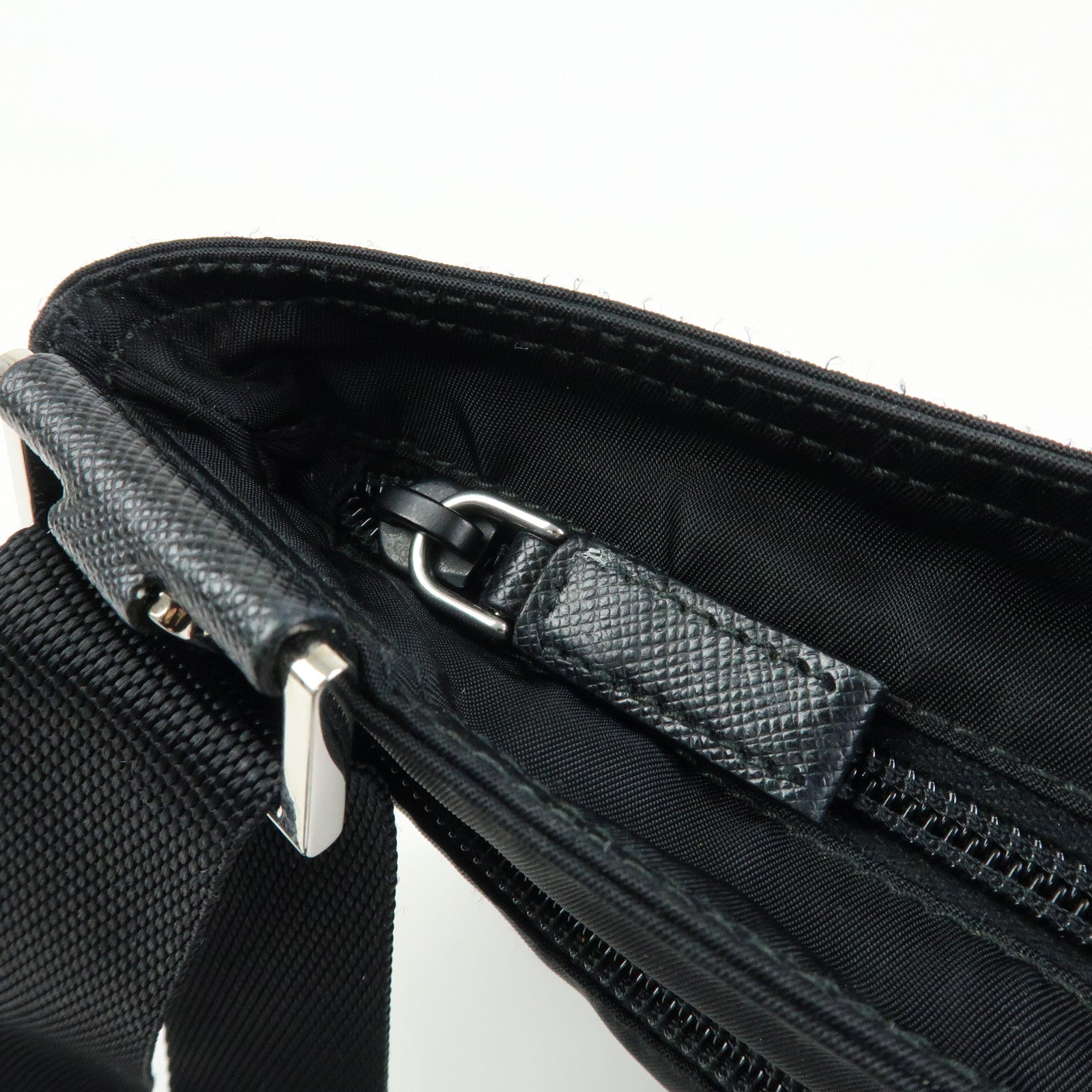 PRADA Triangle Logo Nylon Shoulder Bag Crossbody Bag Black 1BH978