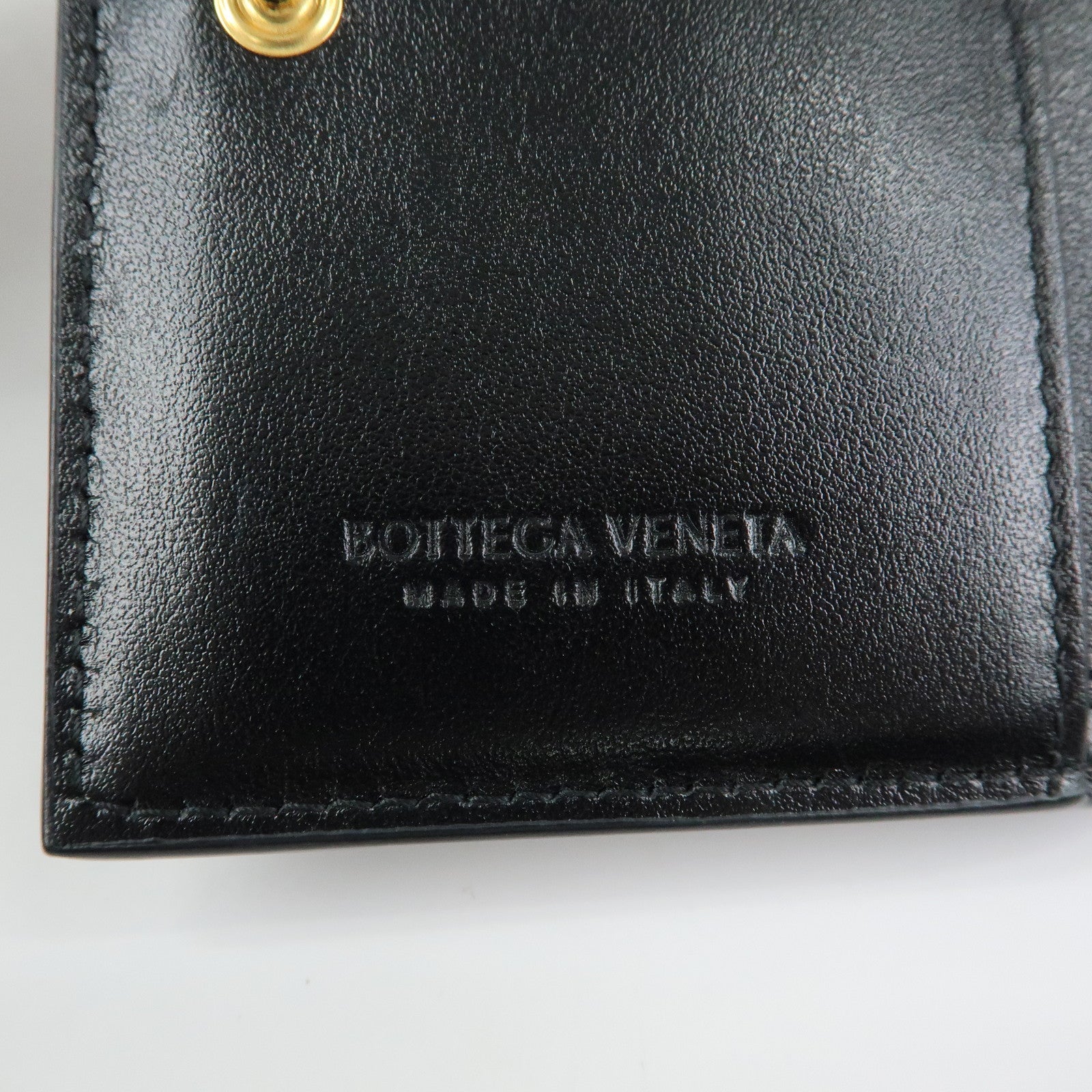 BOTTEGA VENETA Cassette Leather Small Bi-fold Comact Wallet Black