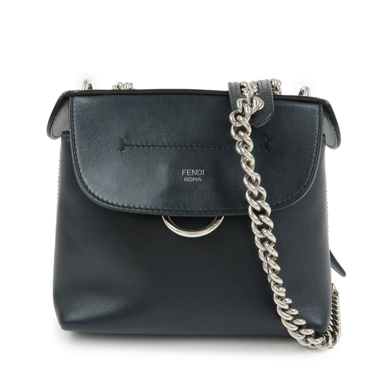 FENDI Bag to School Leather 2Way Bag Hand Bag Shoulder Bag Black