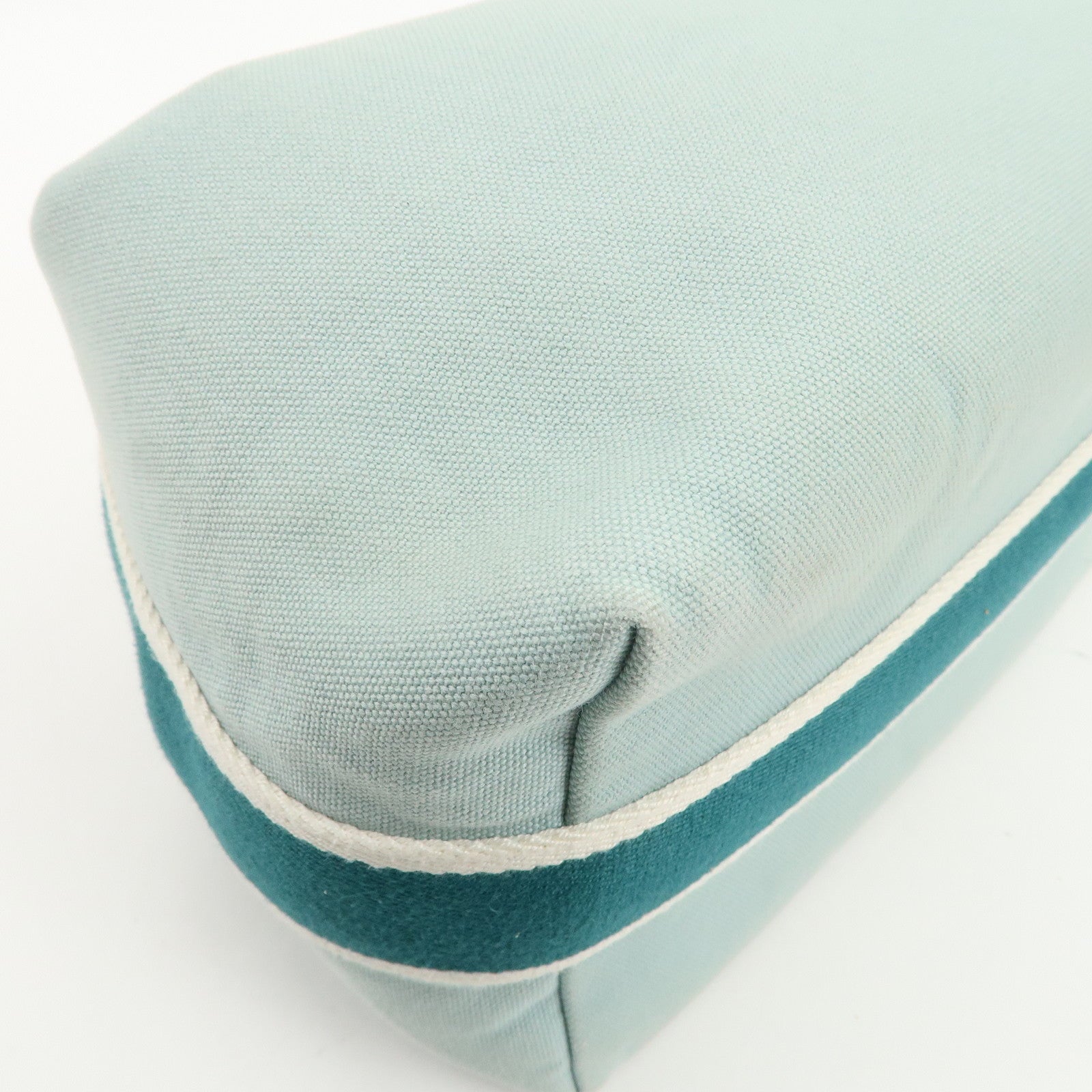 HERMES Bride A Brac GM Canvas Leather Hand Bag Pouch Light Blue