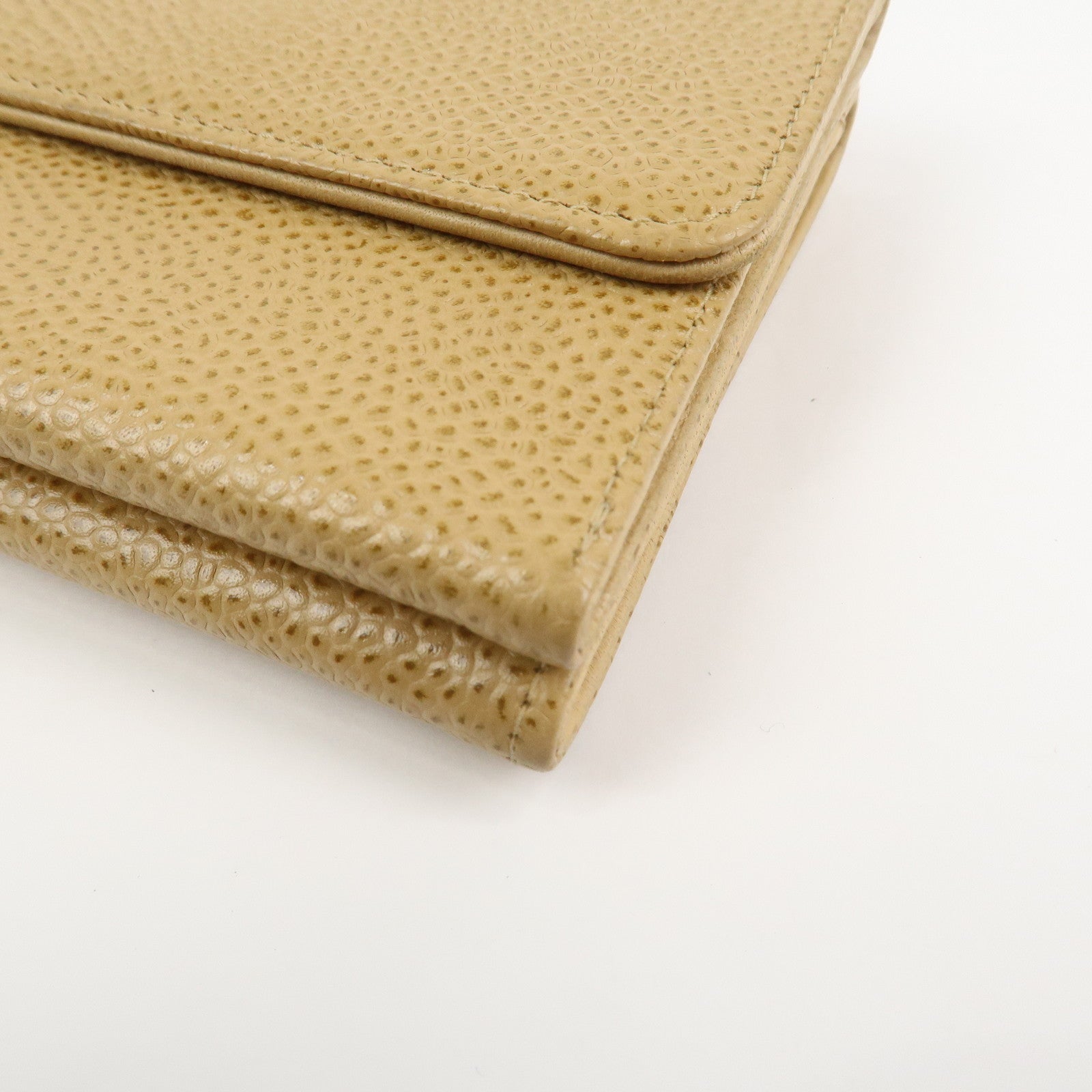 CHANEL COCO Mark Caviarskin Compact Bi-fold Wallet Beige