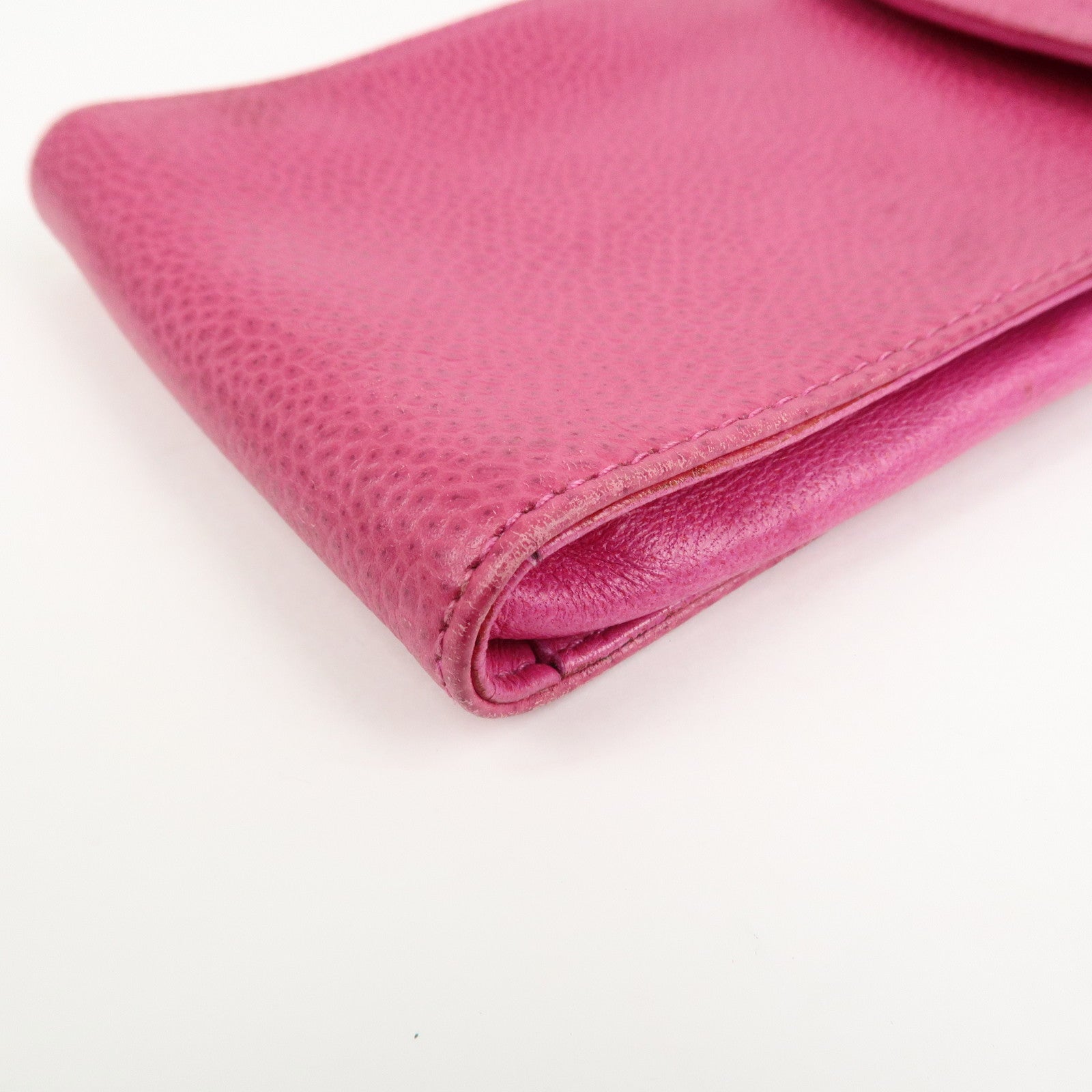 CHANEL COCO Mark Caviarskin Leather Chain Cell Phone Case Pink